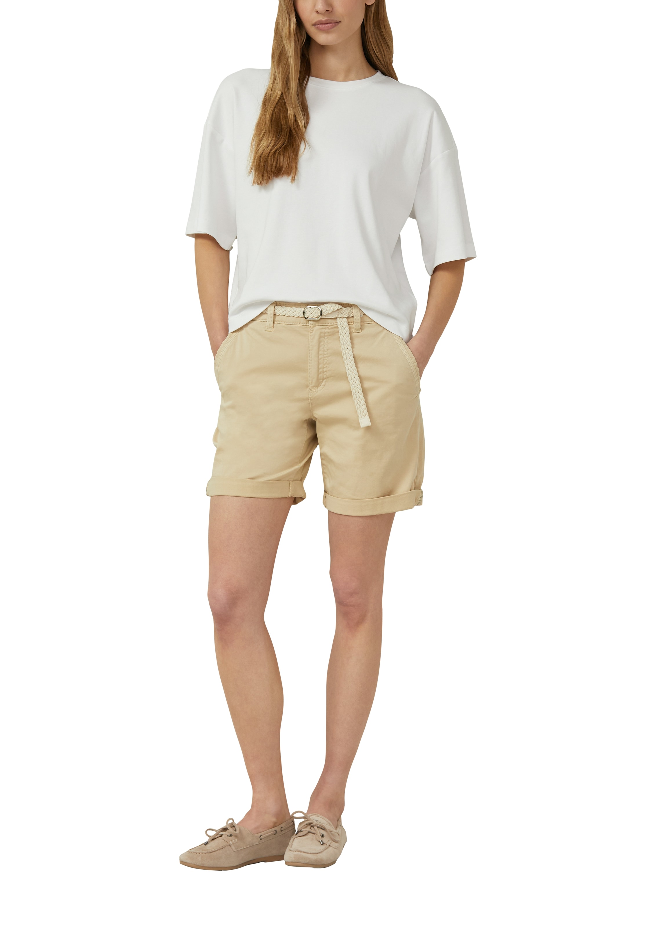 s.Oliver Bermudas  inkl. geflochtenem Gürtel, Baumwollstretch