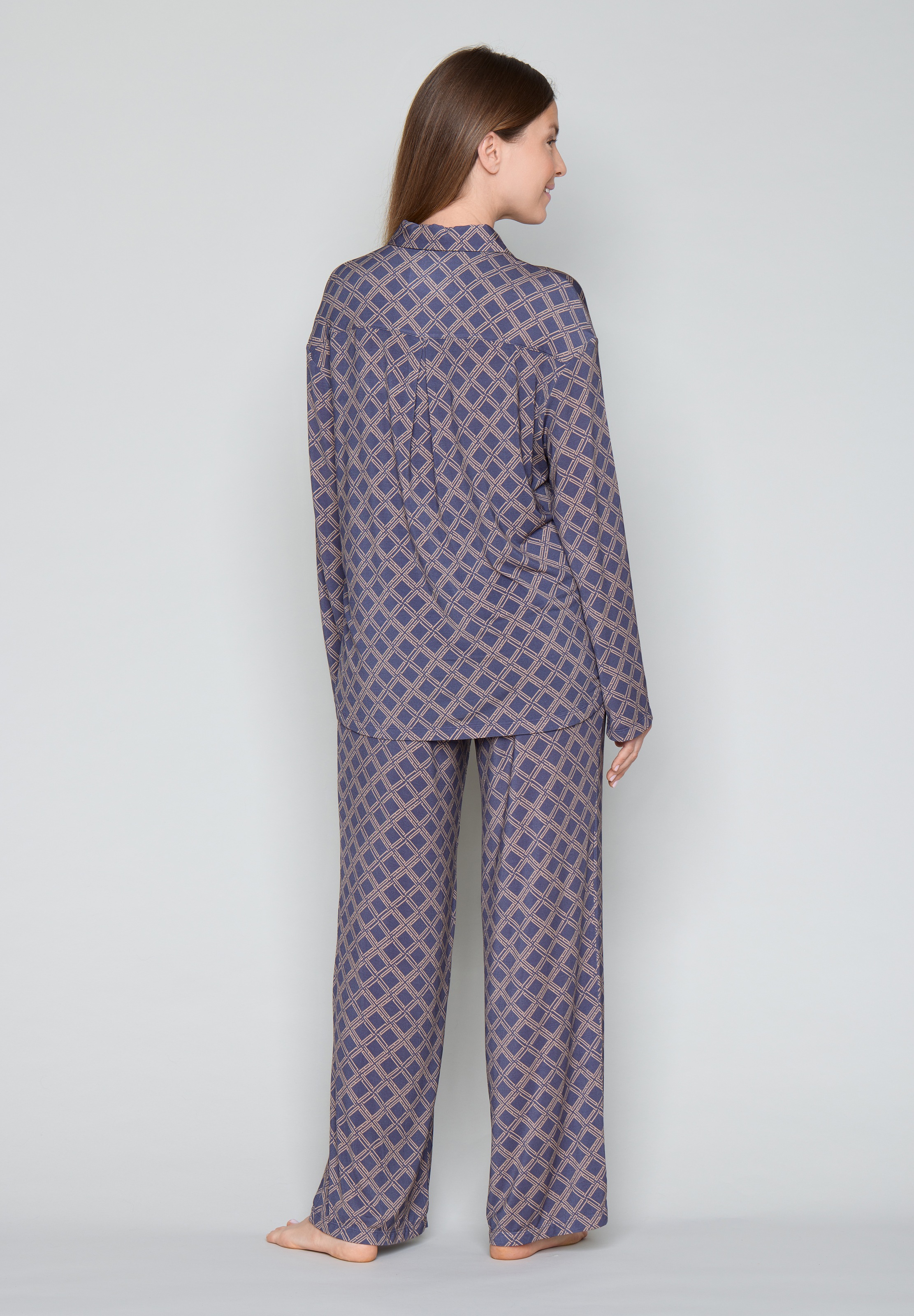 JOOP! Pyjamaoberteil bequemer Schnitt, Langarm, mit geometrischem Print, für Homewear