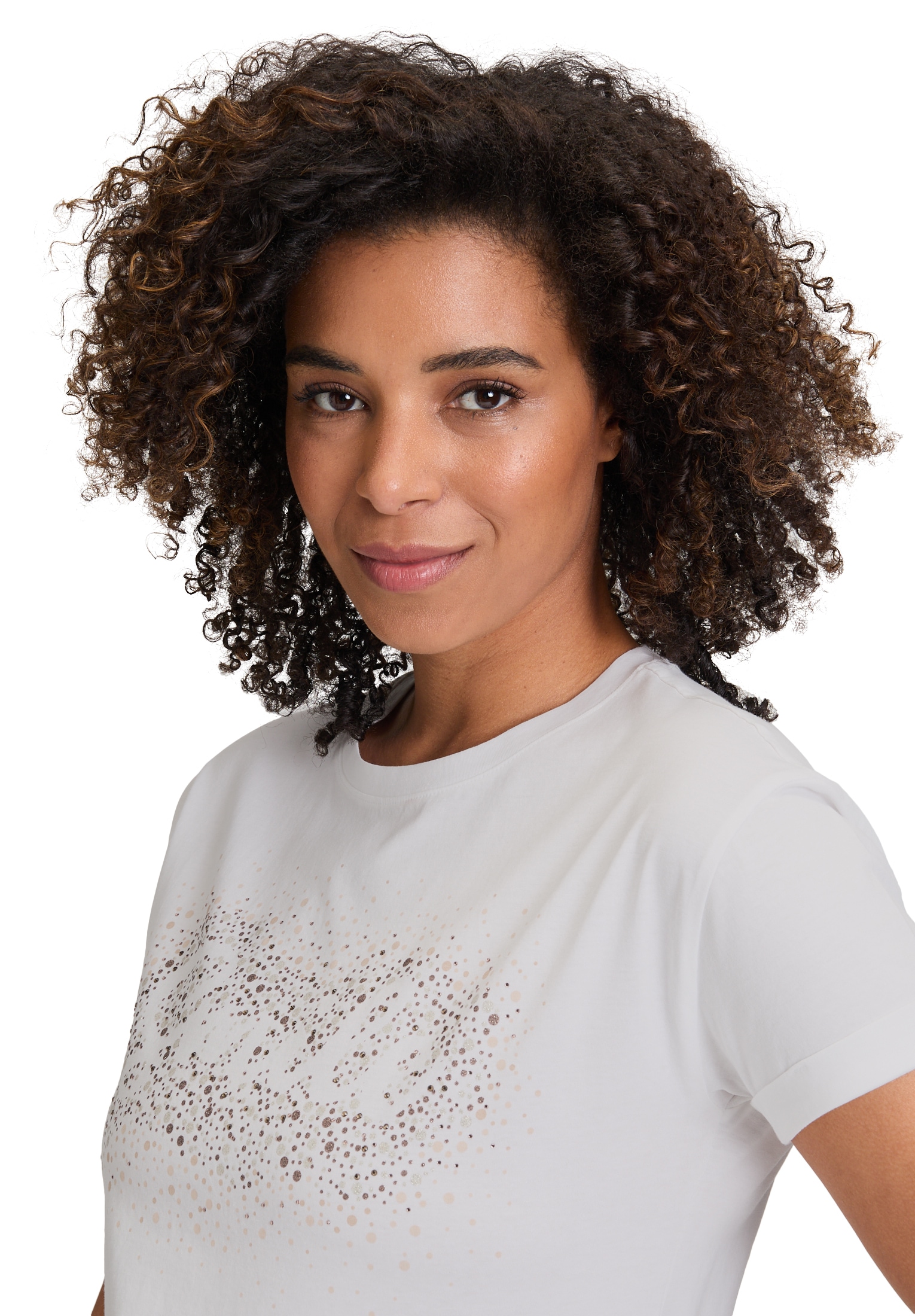 Betty&Co Kurzarmshirt »Betty & Co Casual-Shirt mit Aufdruck«, (1 tlg.), Glitzer