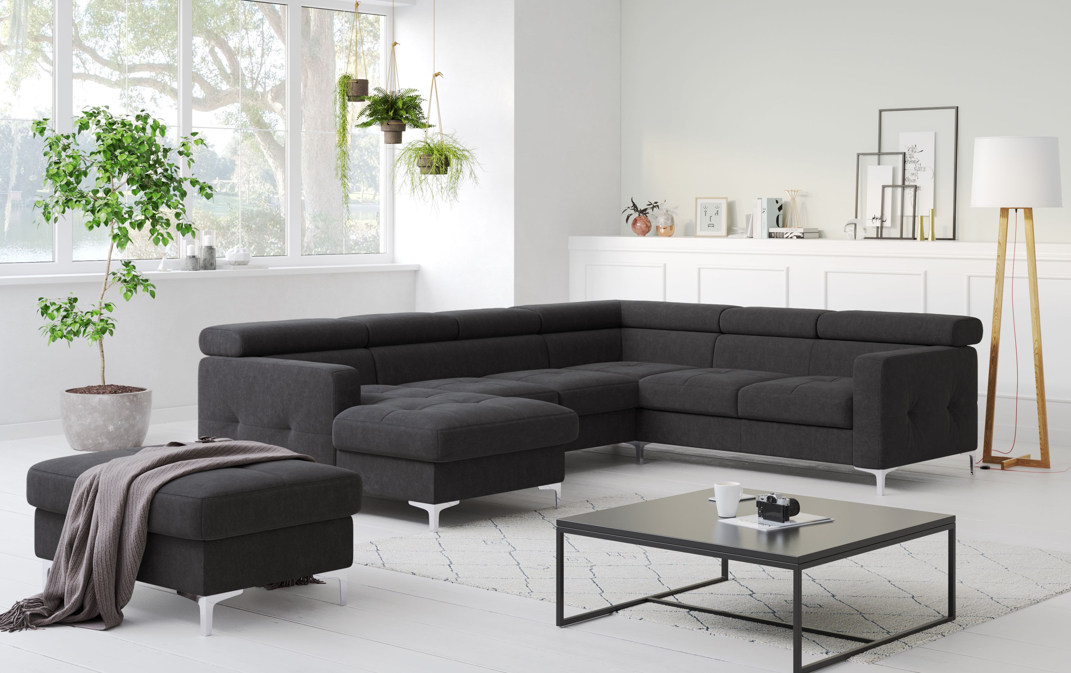 COTTA Wohnlandschaft "Sammy U-Form, B: 304 cm" Kopfteilverstellung, optional Schlaffunktion & Bettkasten