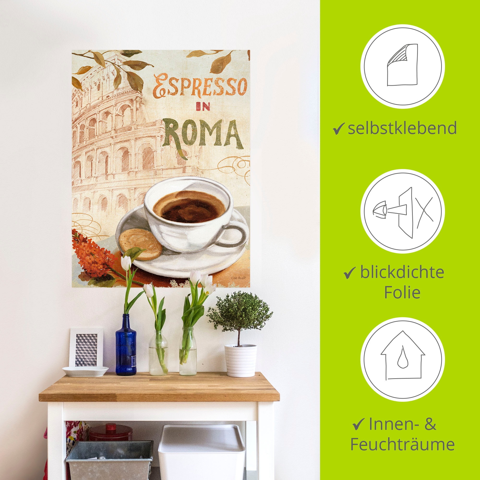 Artland Wandbild »Kaffee in Europa III«, Getränke, (1 St.), als Leinwandbild, Wandaufkleber in verschied. Größen