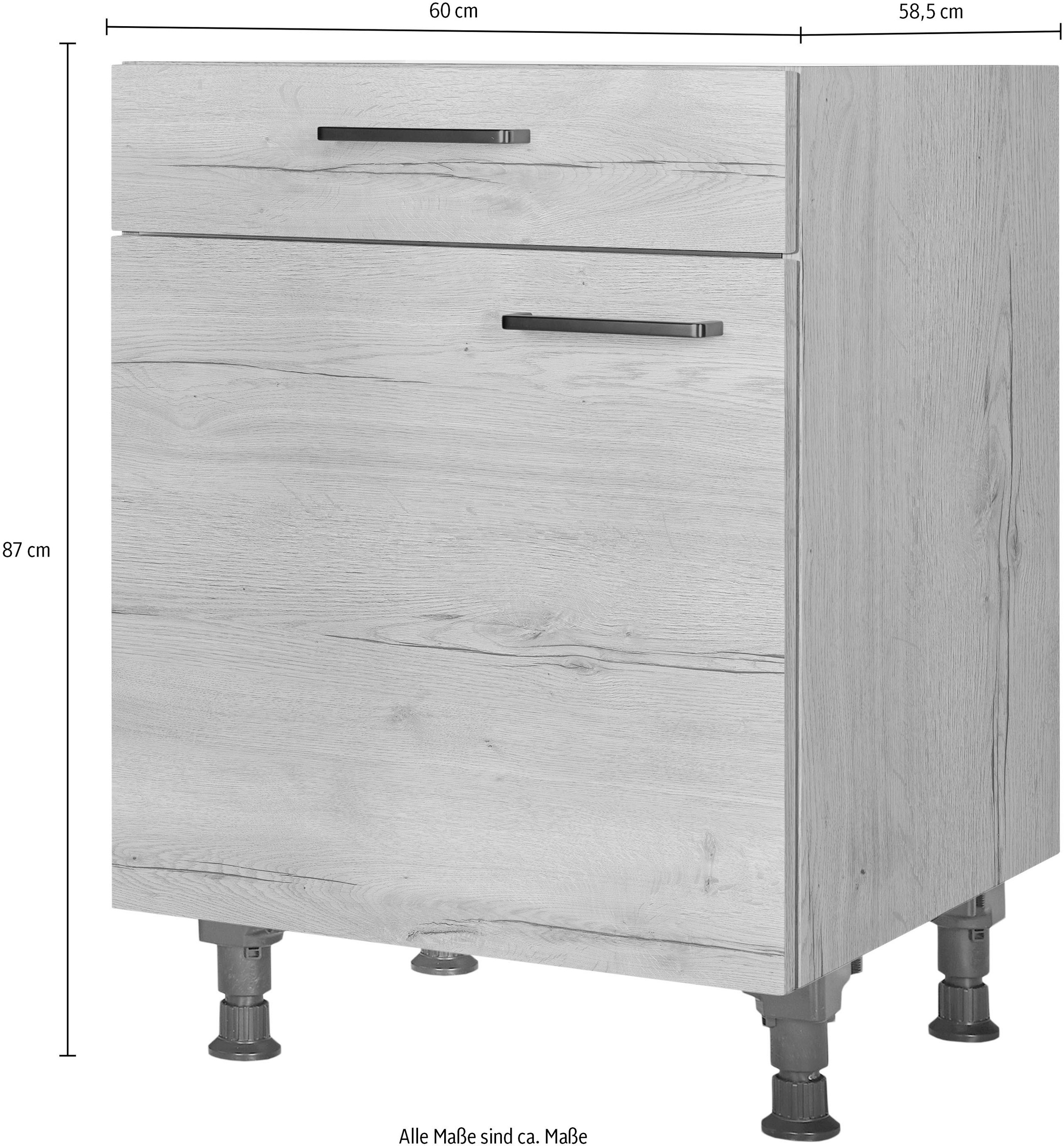 nobilia® Kochfeldumbauschrank »"Structura", mit Schukasten und Tür, Ausrichtung wählbar«, vormontiert, Breite 60 cm