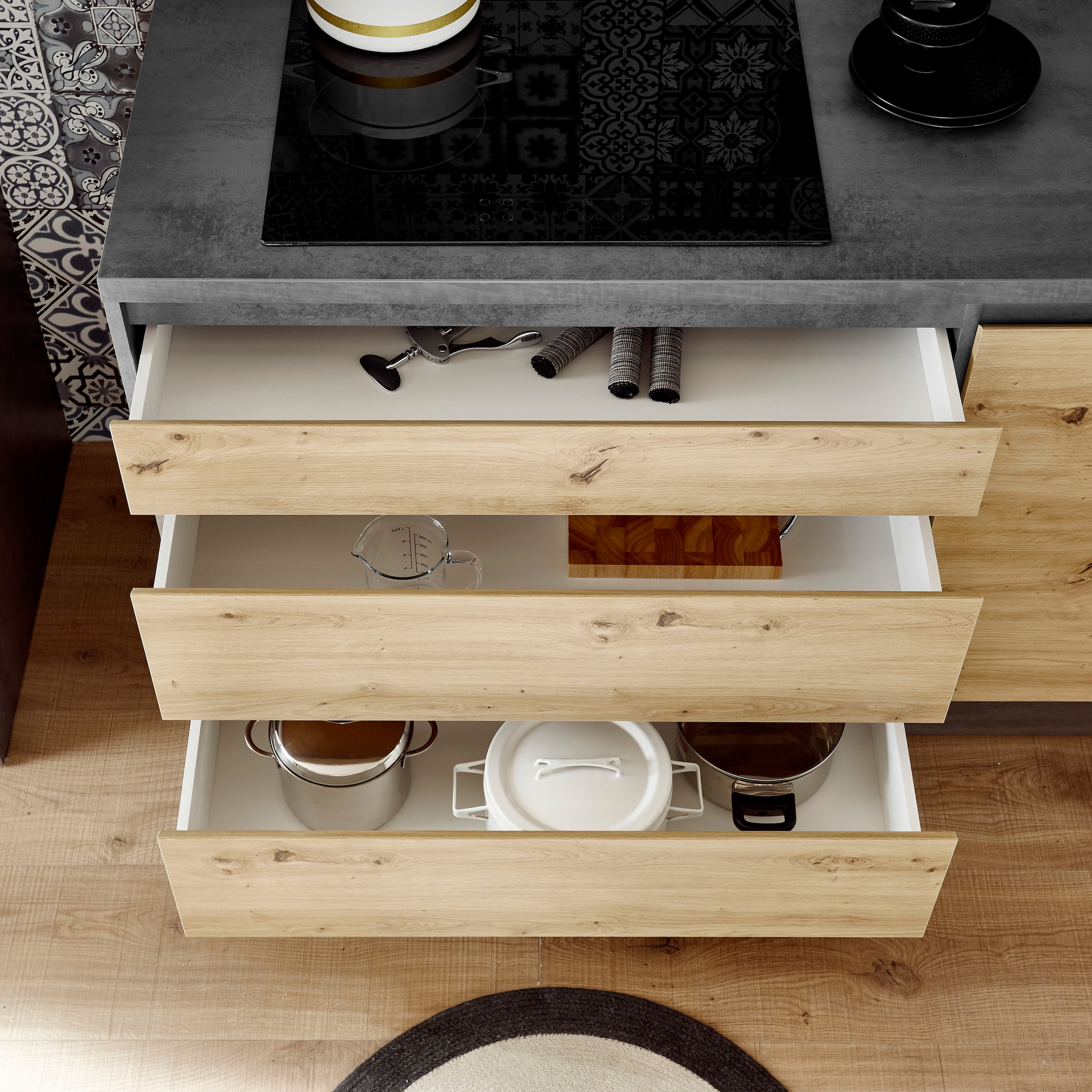 BASIC by Balculina Küchenzeile »Isis«, (Set), ohne E-Geräte, Breite 337 cm