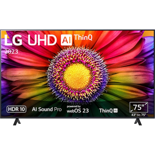 LG LED-Fernseher »75UR80006LJ«, 189 cm/75 Zoll, 4K Ultra HD, Smart-TV, UHD,α5  Gen6 4K AI-Prozessor,HDR10,AI Sound Pro,Filmmaker Mode | BAUR