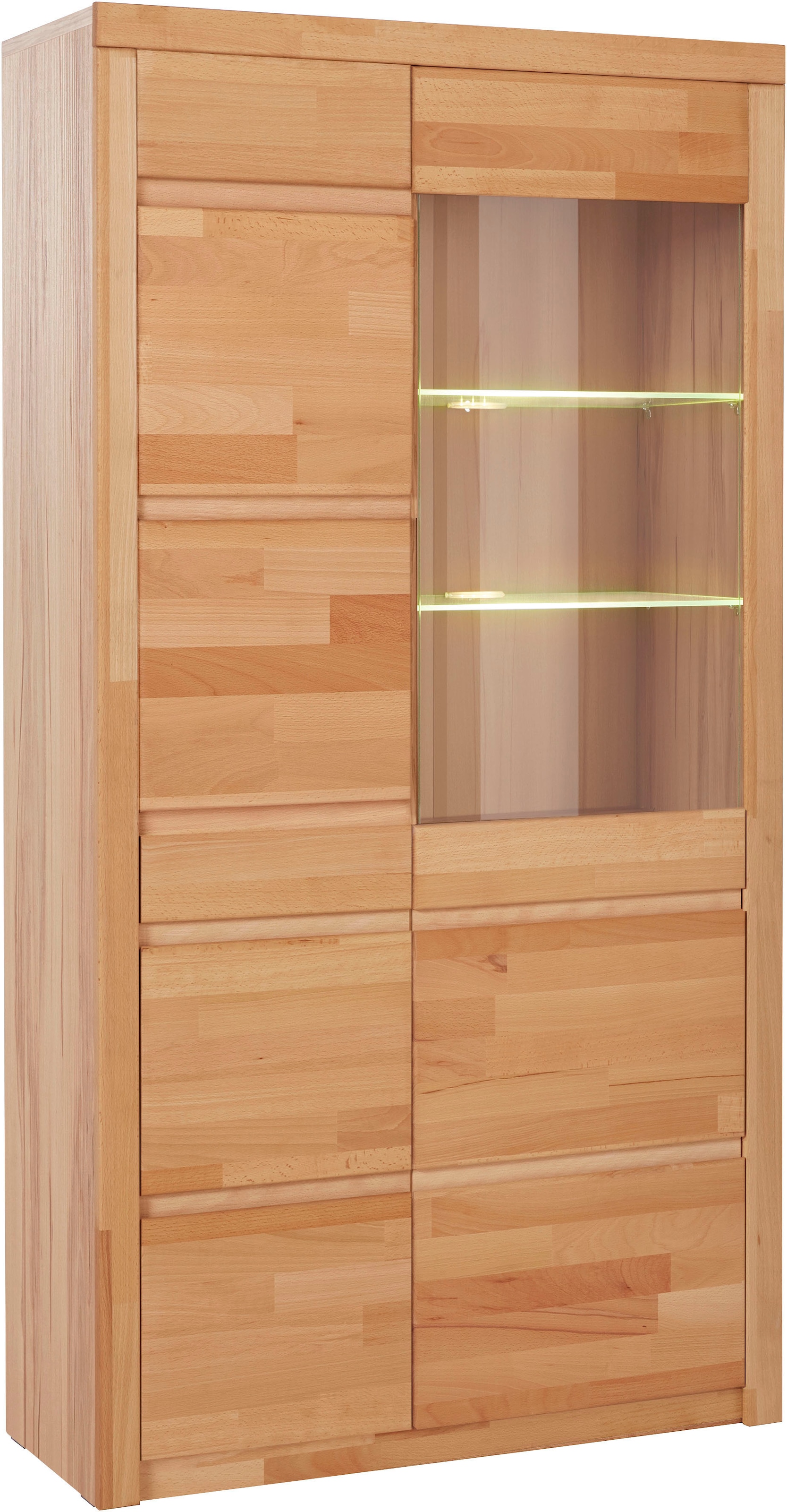 OTTO home Vitrine "Silkeborg" teilmassiv, schöne grifflose Optik