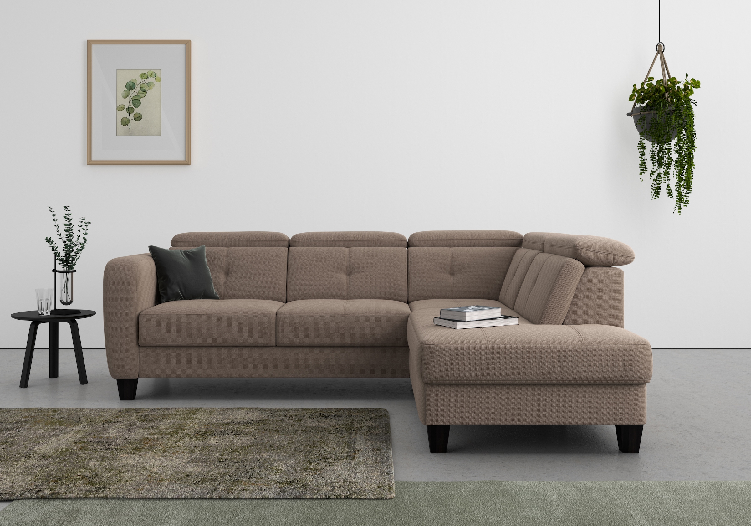 sit&more Ecksofa "Belluci L-Form" inklusive Federkern, wahlweise mit Schlaffunktion und Bettkasten
