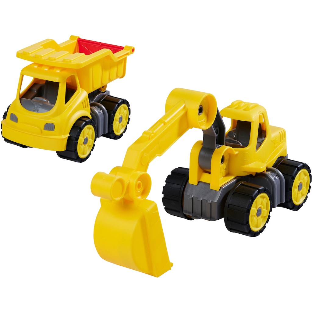 BIG Spielzeug-Baumaschine »Power-Worker Mini«, (Set, bestehend aus Kipper und Bagger)