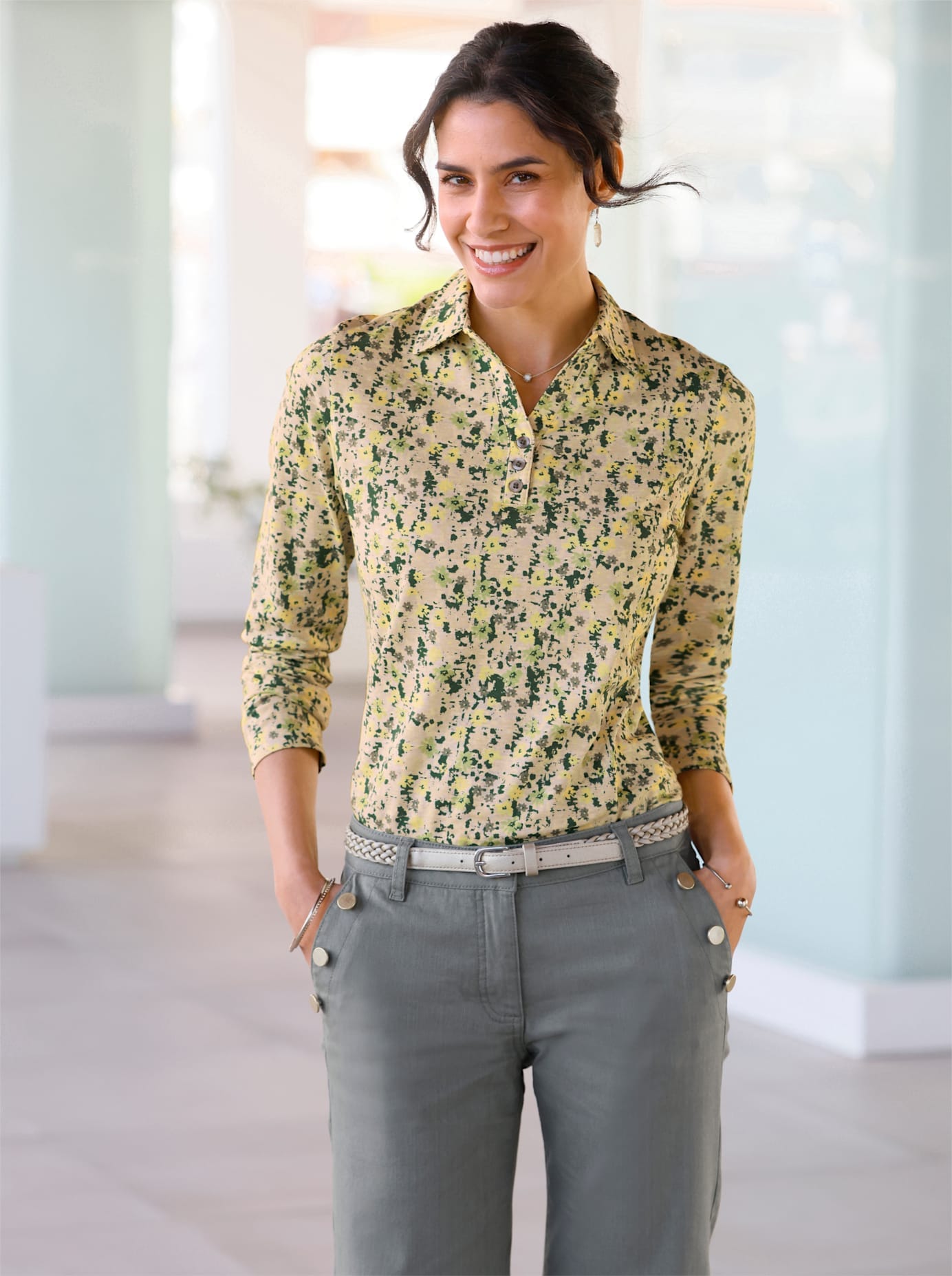 Inspirationen Poloshirt "Langarm-Poloshirt" 1 Stk. tlg. günstig online kaufen
