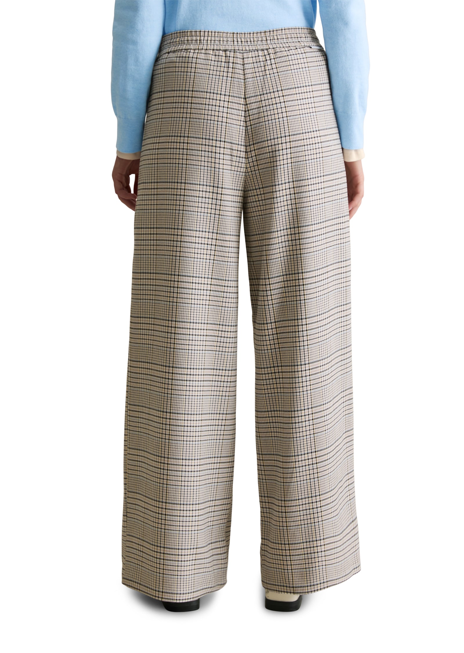 Marc O'Polo DENIM Schlupfhose  karierte Hose wide mit recyceltem Polyester, elastischer Bund