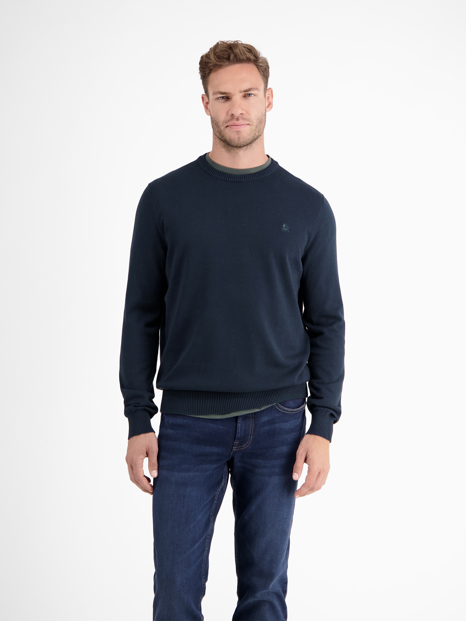 LERROS 1100000002199 "Herren Strickpullover aus Baumwolle mit Crewneck Ausschnitt" Weicher Strick-Pullover, Rundhalsausschnitt, lange Ärmel, pflegeleicht