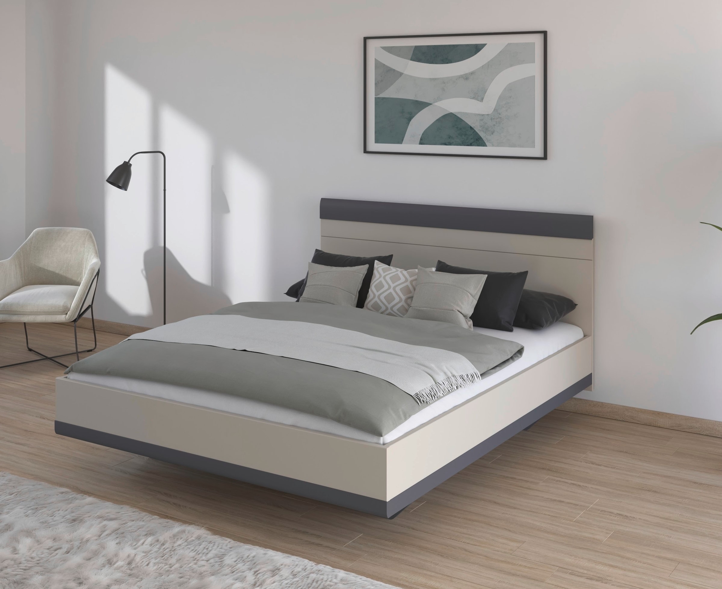 rauch "Bett Doppelbett Holzbett SAJO" mit Farb-Absetzungen in komfortabler Sitzhöhe MADE IN GERMANY