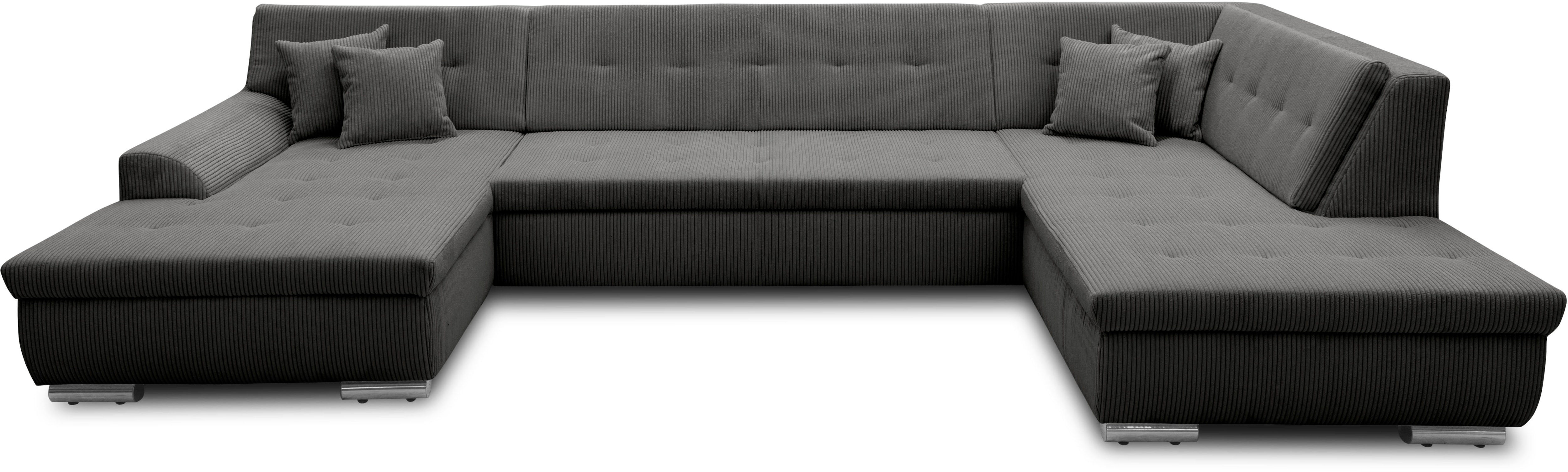 DOMO collection Wohnlandschaft "TREVISO inkl. Zierkissen, moderne Steppung, XXL: 364x201x83 cm" wahlweise mit Bettfunktion, in vielen Bezugsarten auch in Cord U-Form