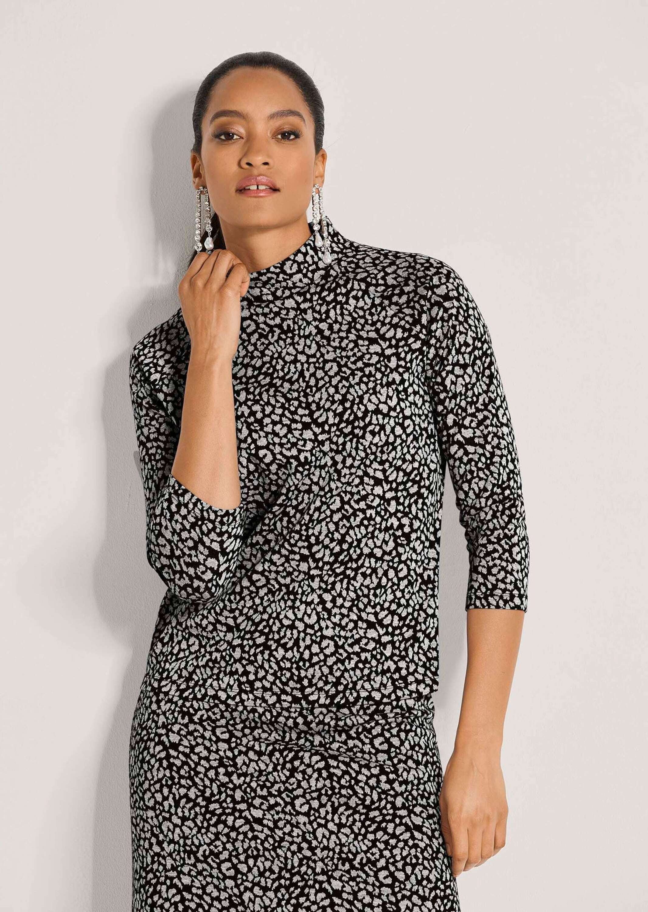 MADELEINE 3/4-Arm-Shirt »Shirt Gemustertes Sweatshirt mit Stehkragen«
