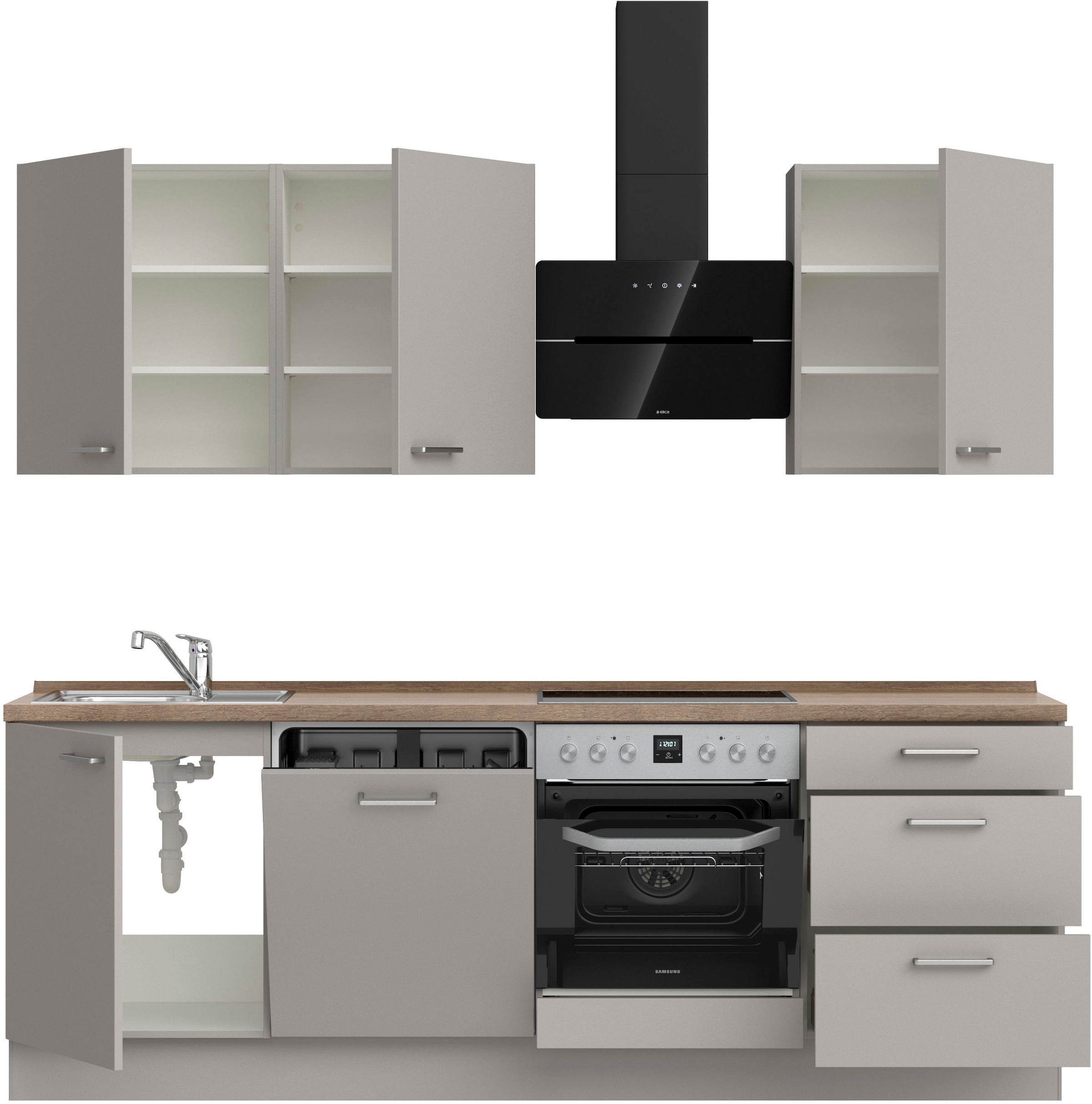 nobilia® Küchenzeile »"Touch II"«, vormontiert, Ausrichtung wählbar, Breite 240 cm, wahlw. mit E-Geräten