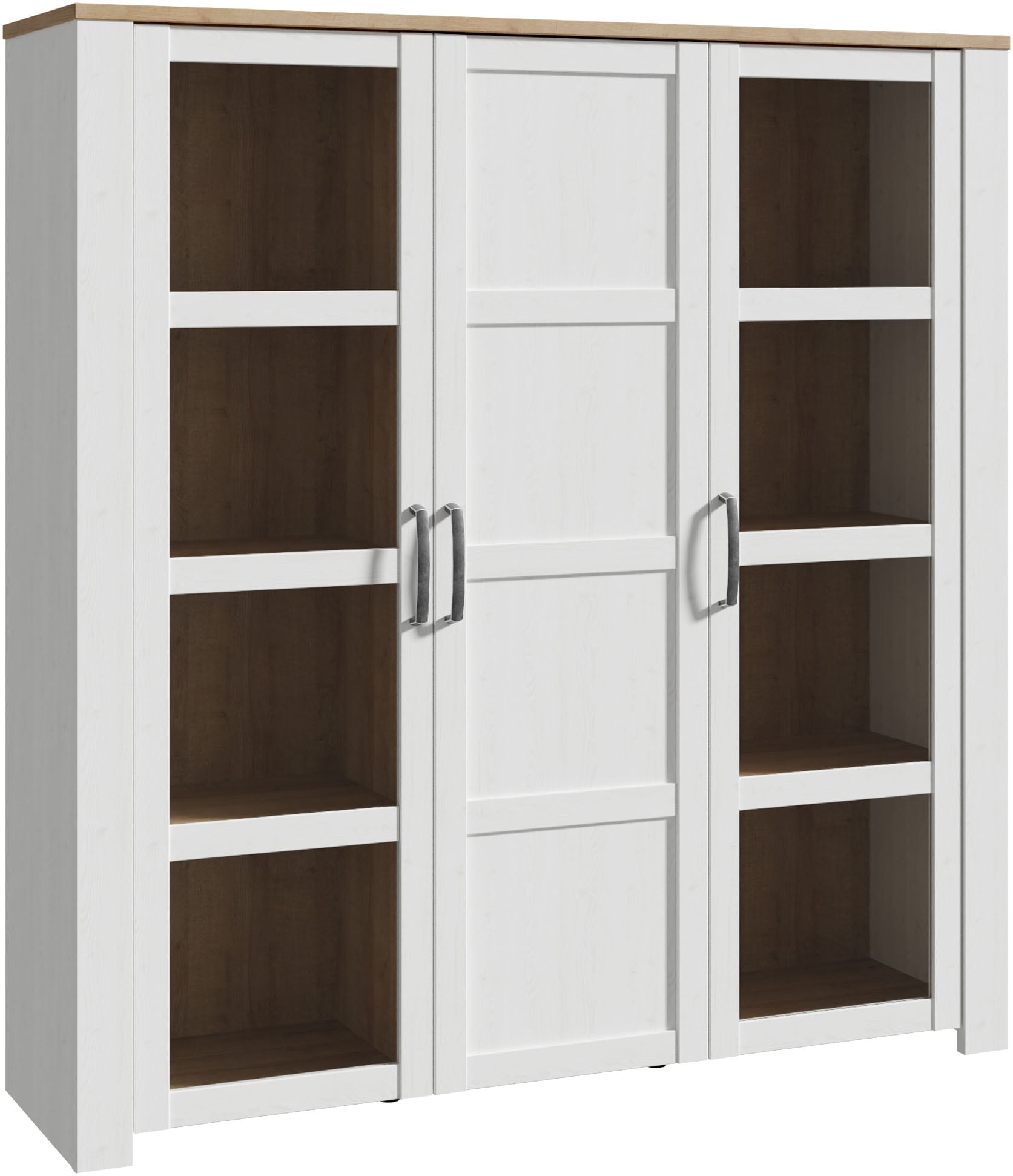 FORTE Highboard "Bohol, großes Highboard 2, Glastüren, viel Stauraum" B/H/T 151,1/160,6/42 cm Beleuchtung optional bestellbar