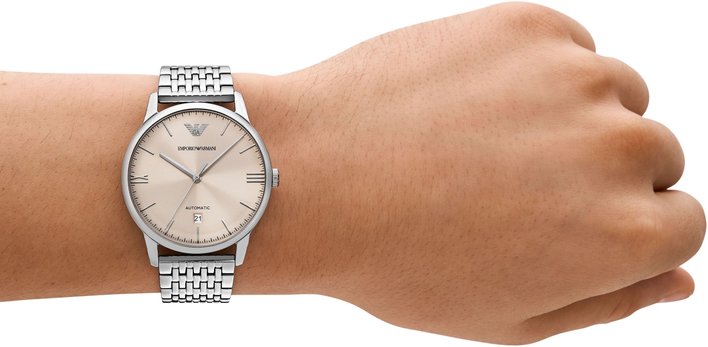 Emporio Armani Automatikuhr, Armbanduhr, Herrenuhr, Damenuhr, Mechanische Uhr, Tag, Edelstahl