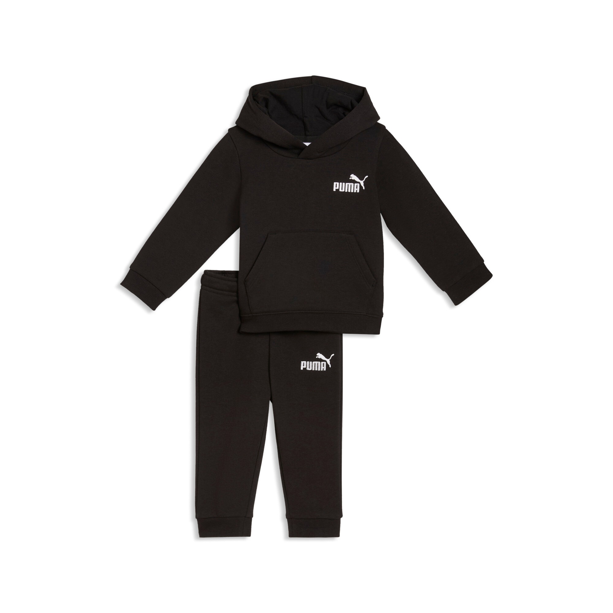 Jogginganzug PUMA "Minicats French Terry Loungewear-Set Kinder", Jungen, Gr. 62, schwarz, Obermaterial: 32% Polyester, 68% Baumwolle; Kapuzenfutter: 100% Baumwolle; Rippe: 3% Elasthan, 97% Baumwolle, Sportanzüge Jogginganzug