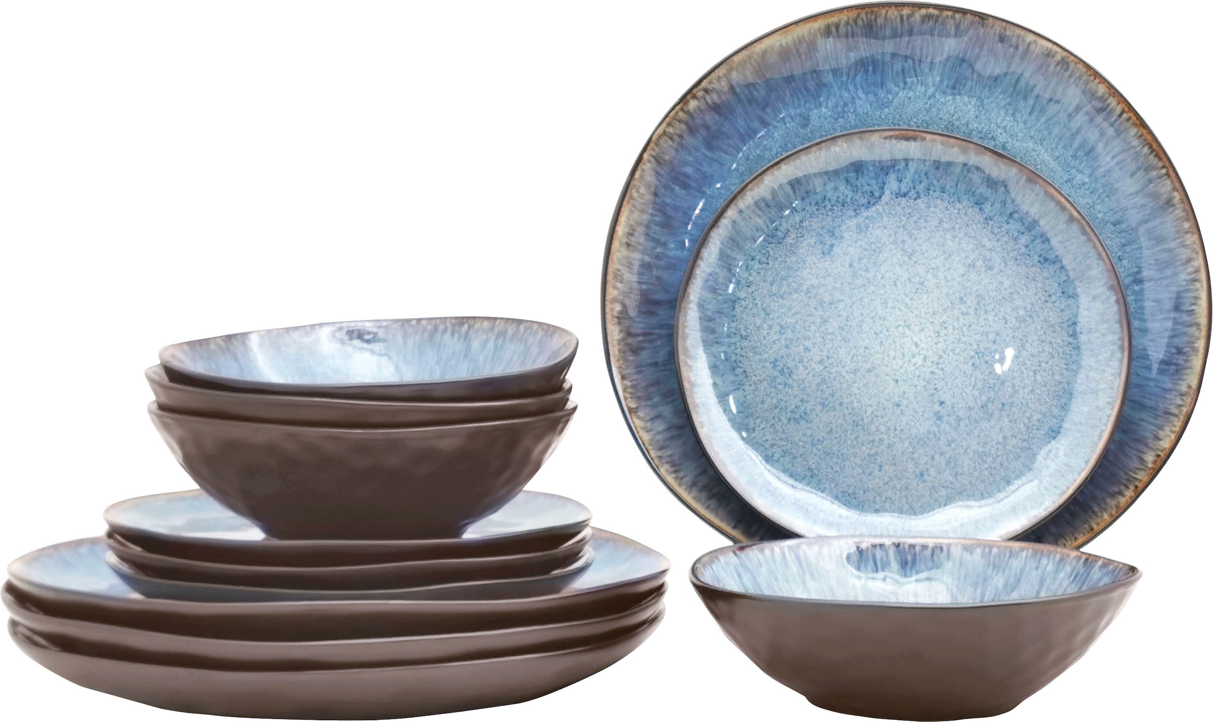 OTTO home Tafelservice "Teller Set, Service Allden" Teller Set, jedes Stück ein Unikat, 12 Teile, für 4 Personen
