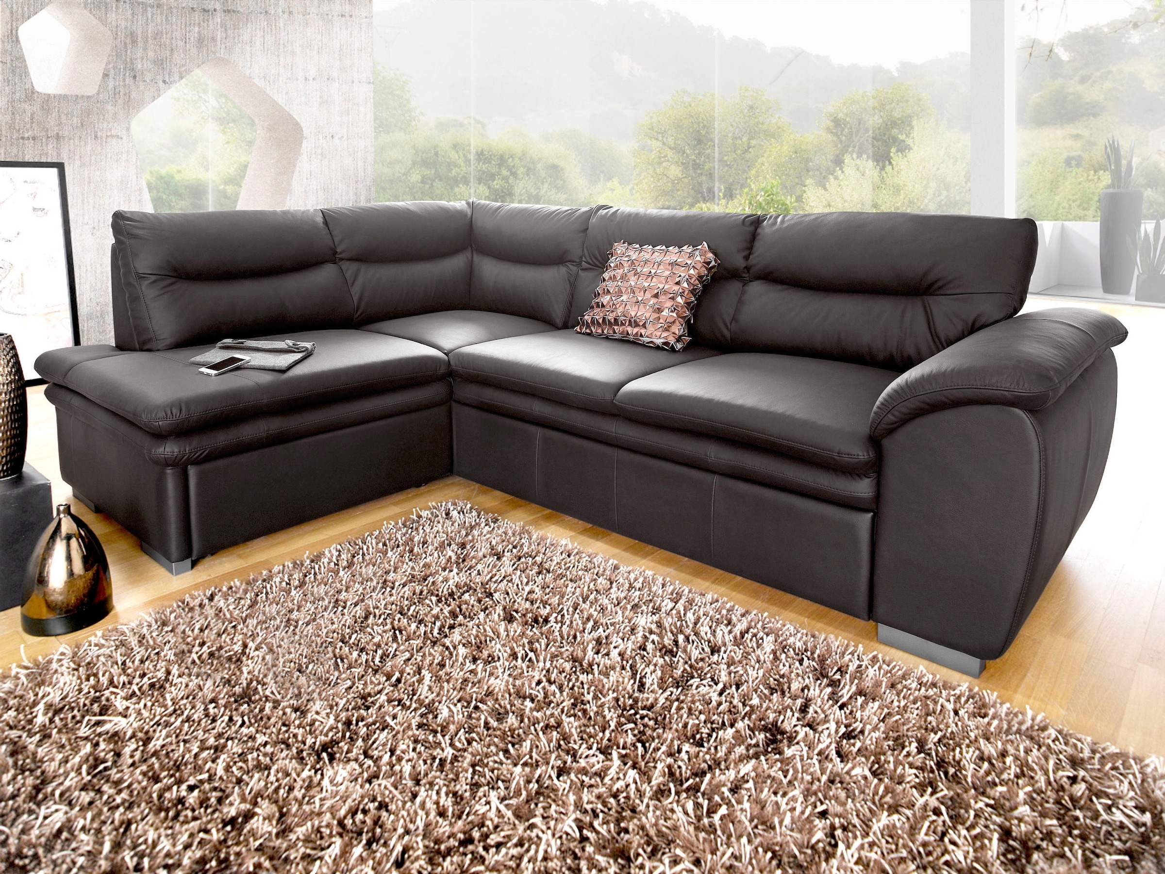 COTTA Ecksofa »Leandra L-Form«, wahlweise mit Bettfunktion & Bettkasten