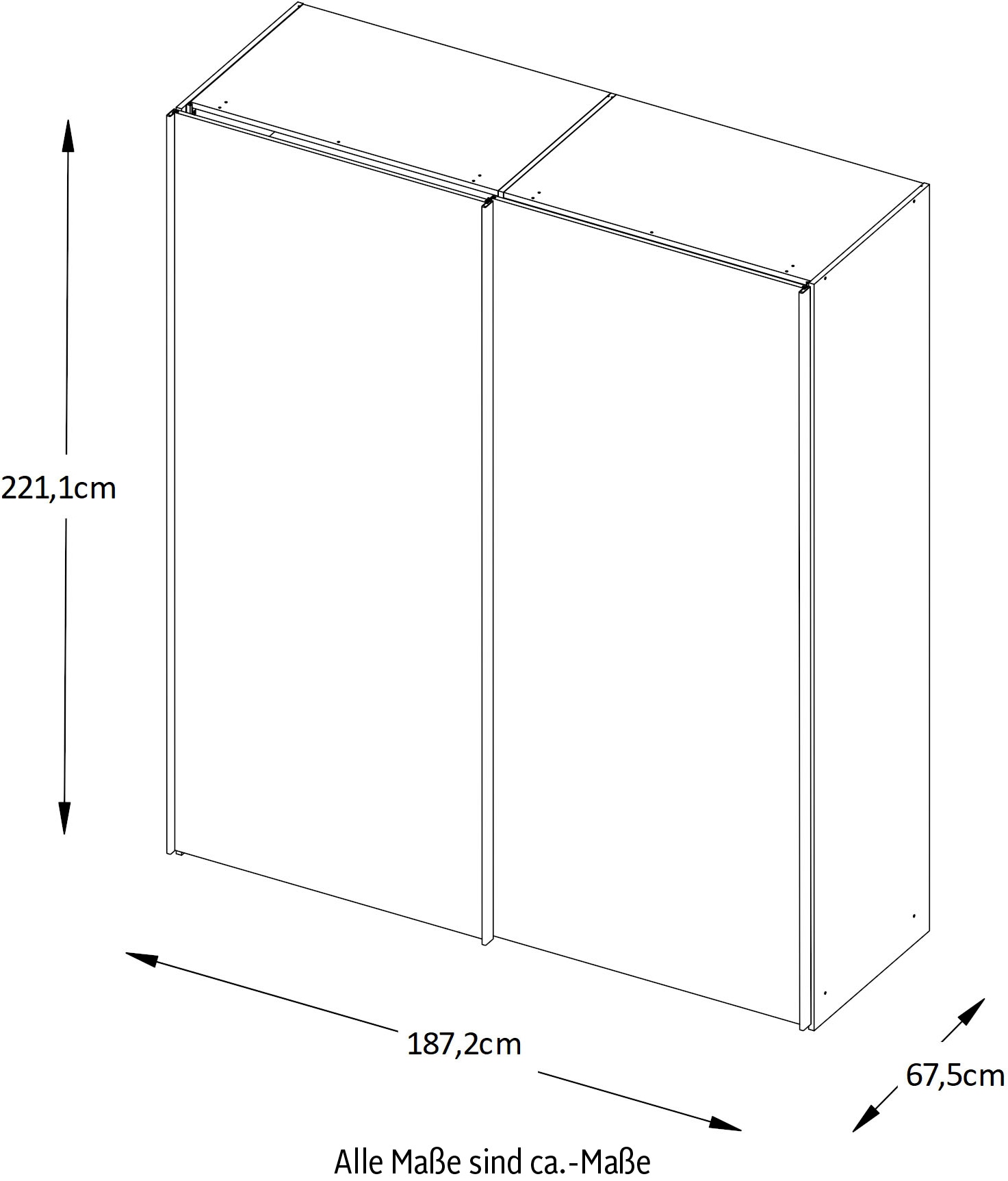 STAUD Schwebetürenschrank »Includo_Minisystem_07_2-türig, Made in Germany«, Mit vier verschiedenen Ausstattungsvarianten