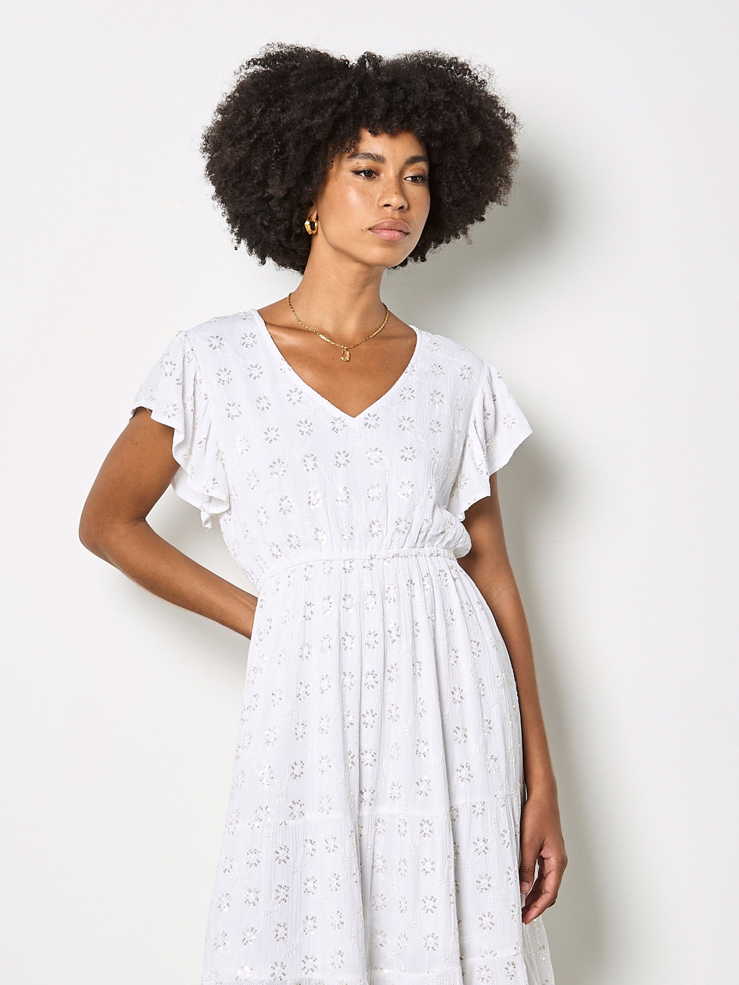 Apricot Minikleid »Midikleid« mit Stickerei und Pailletten