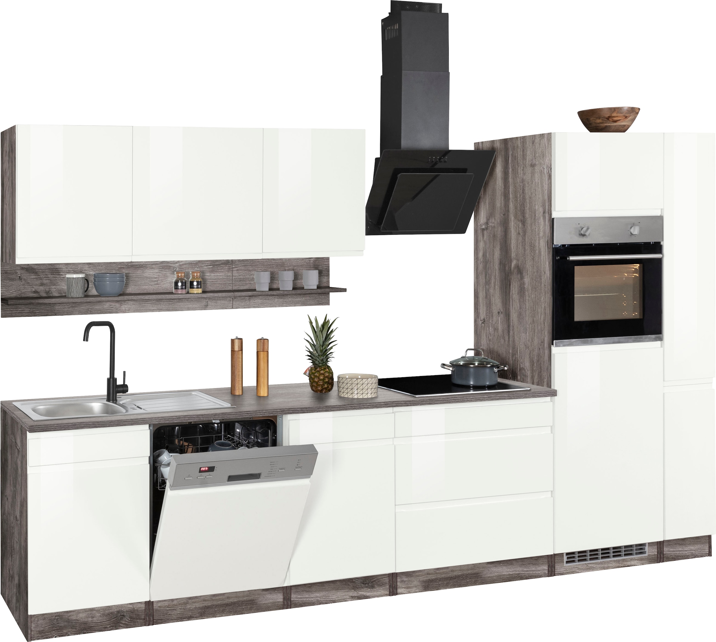 HELD MÖBEL Küchenzeile »KS-Virginia«, Breite 330 cm, mit E-Geräten