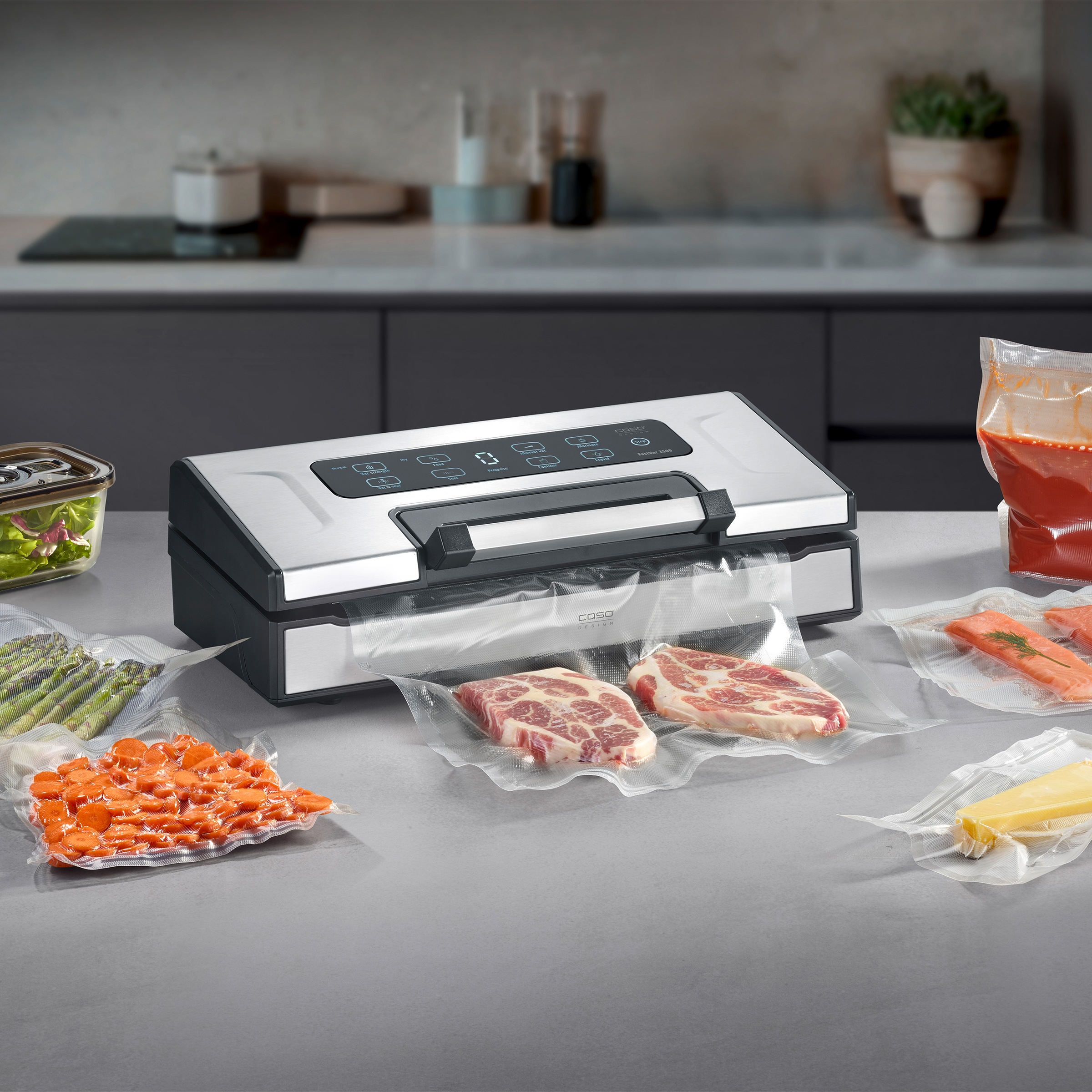 Caso Vakuumierer »1402 FastVac 3500« Rollenbreite 35 cm 180 W doppelte Schweißnaht für ein besonders sicheres Verschließen