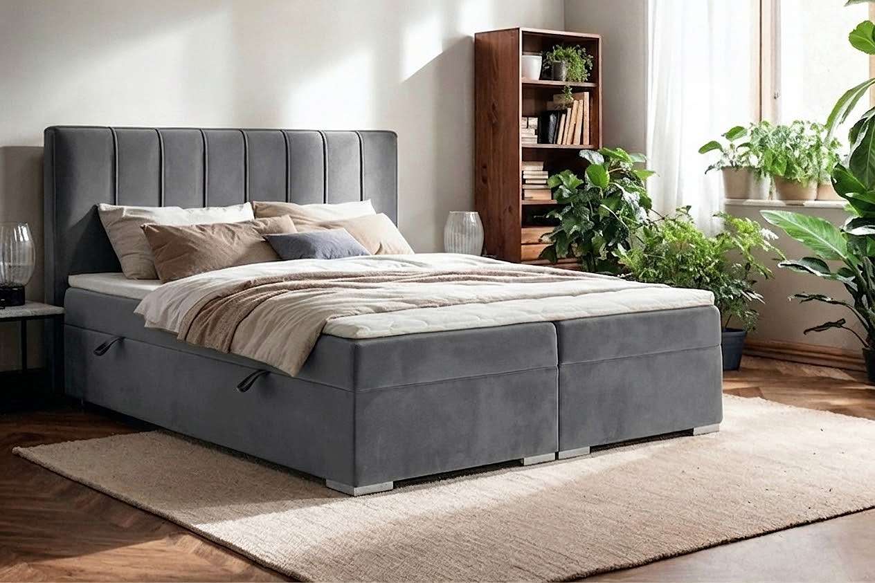 Home affaire Boxbett "GALLIPOL mit Bettkästen, Matratze und Topper, Breite 140/160/180/200cm" Doppelbet mit Kopfteil, Stauraumbett mit Bonnell- oder Taschenfederkernmatratze (H2, H3)