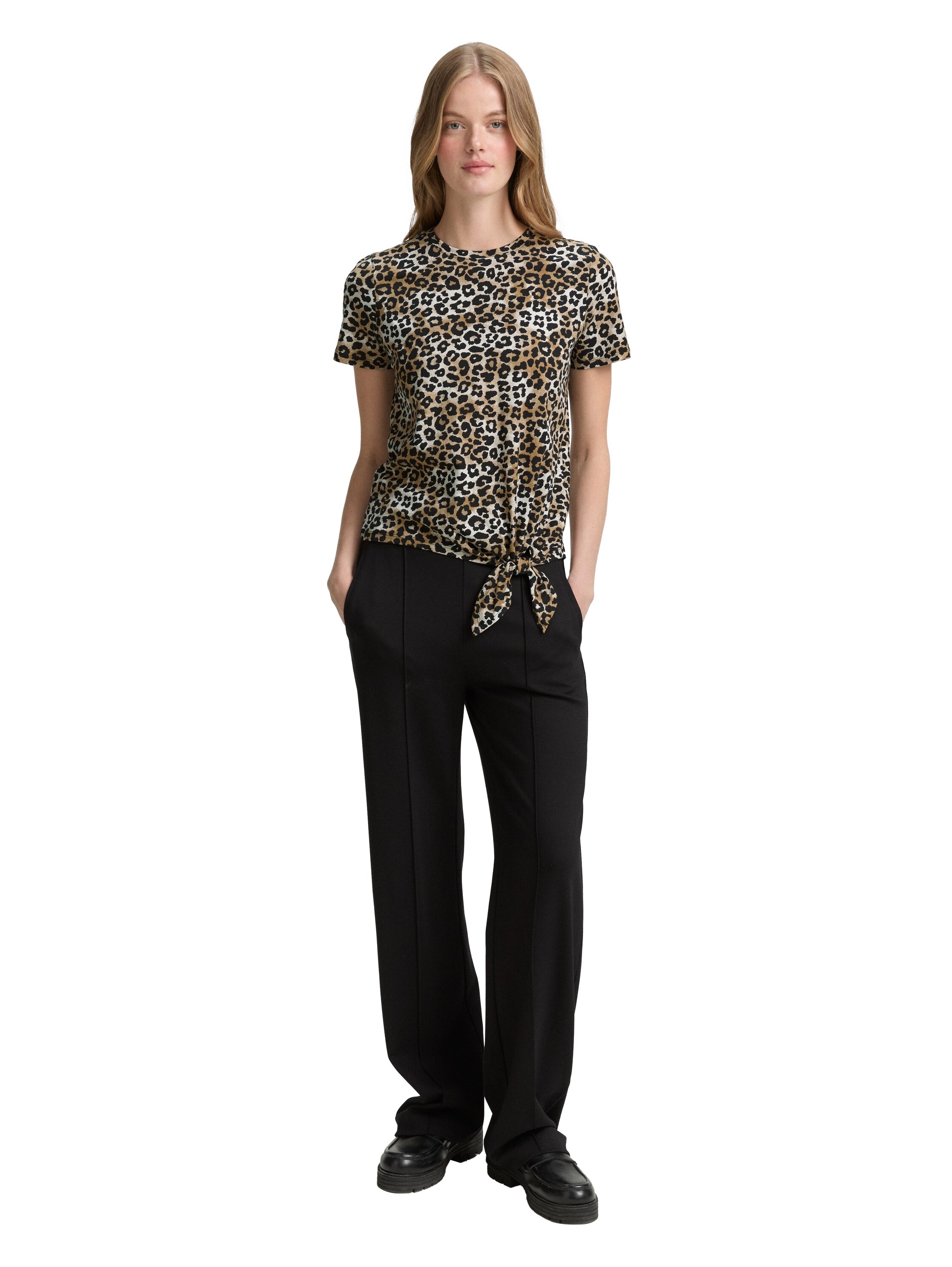 TOM TAILOR Denim T-Shirt, mit Minimalprint und seitlichem Knoten