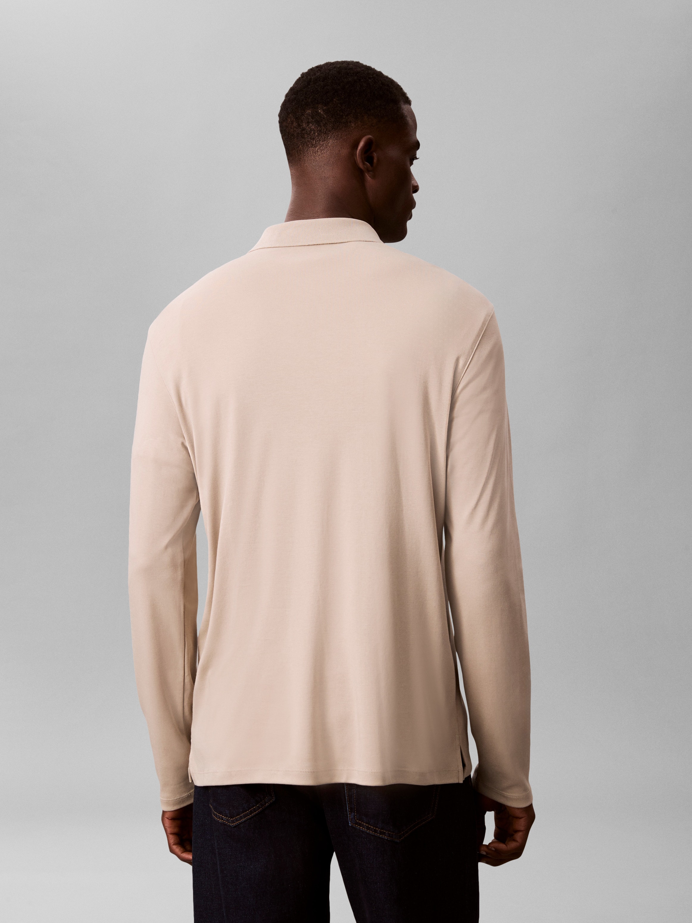 Calvin Klein Jeans Langarm-Poloshirt »LS SUPIMA COTTON SOLID POLO« regular fit mit Rundhalsausschnitt