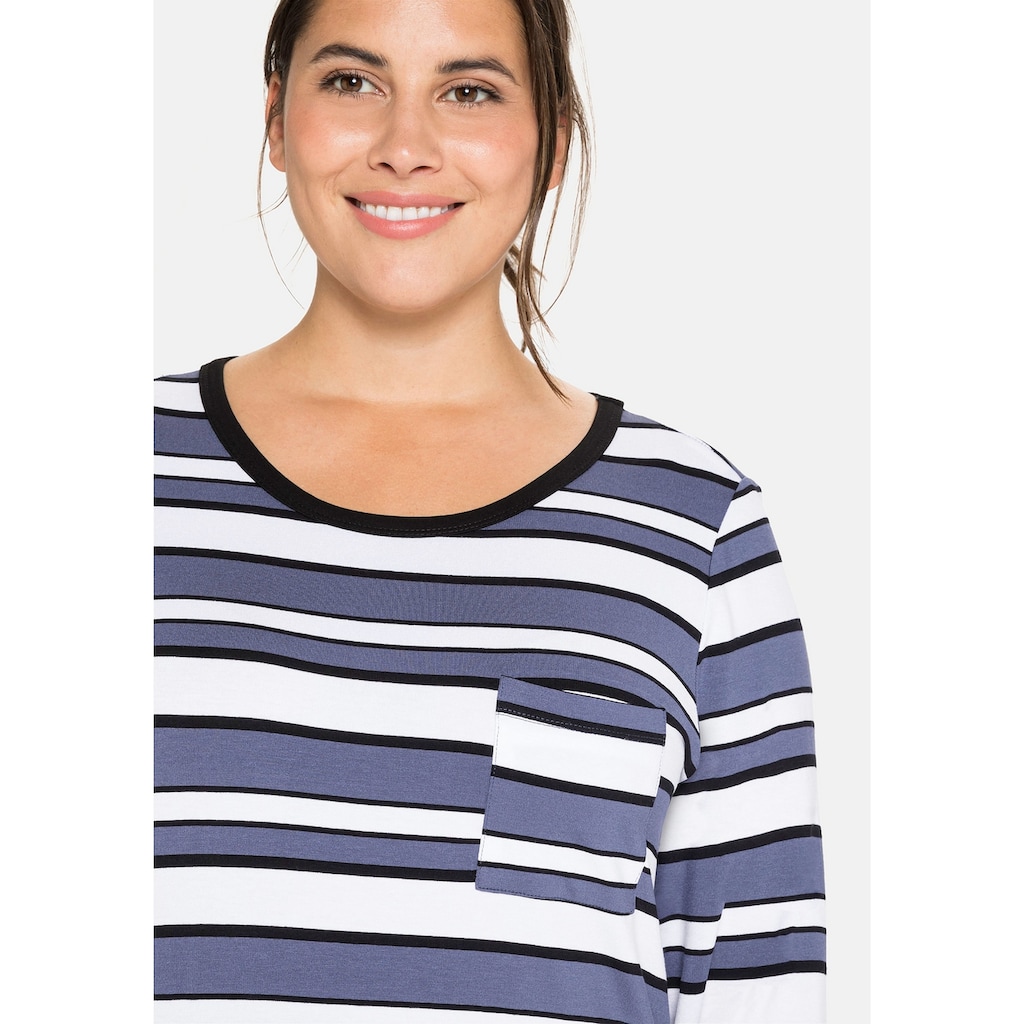 Damenmode Shirts & Sweatshirts Sheego Langarmshirt »sheego Langarmshirt«, mit Streifenmuster und Brusttasche marine-gestreift