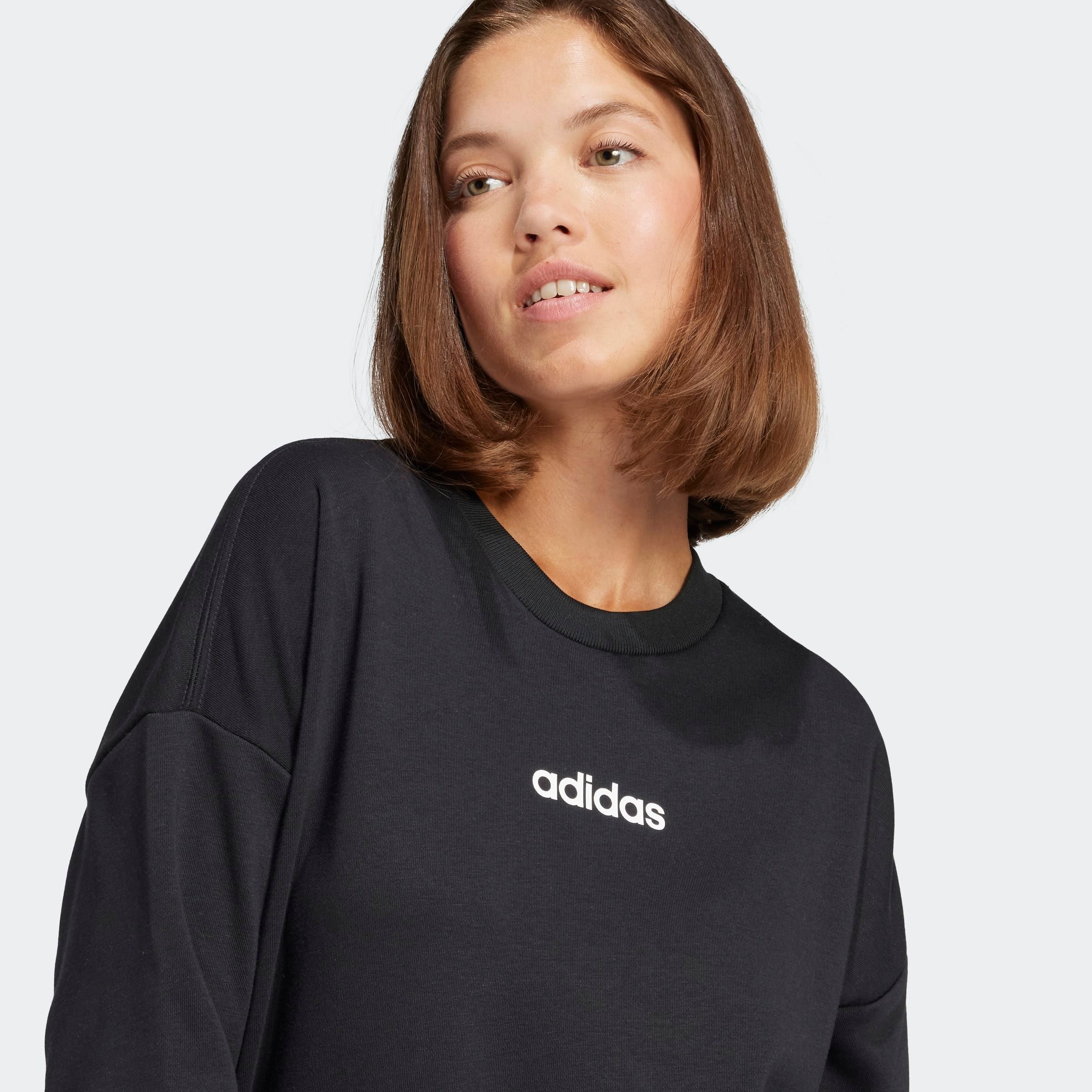 Adidas Essentials Linear French Terry Sweatshirt Black/White XS 3