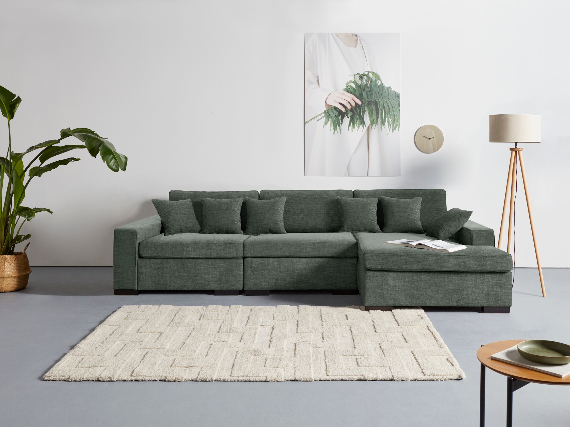 Home affaire Ottomane "Skara L-Form", Lounge-Sofa mit Federkernpolsterung, günstig online kaufen