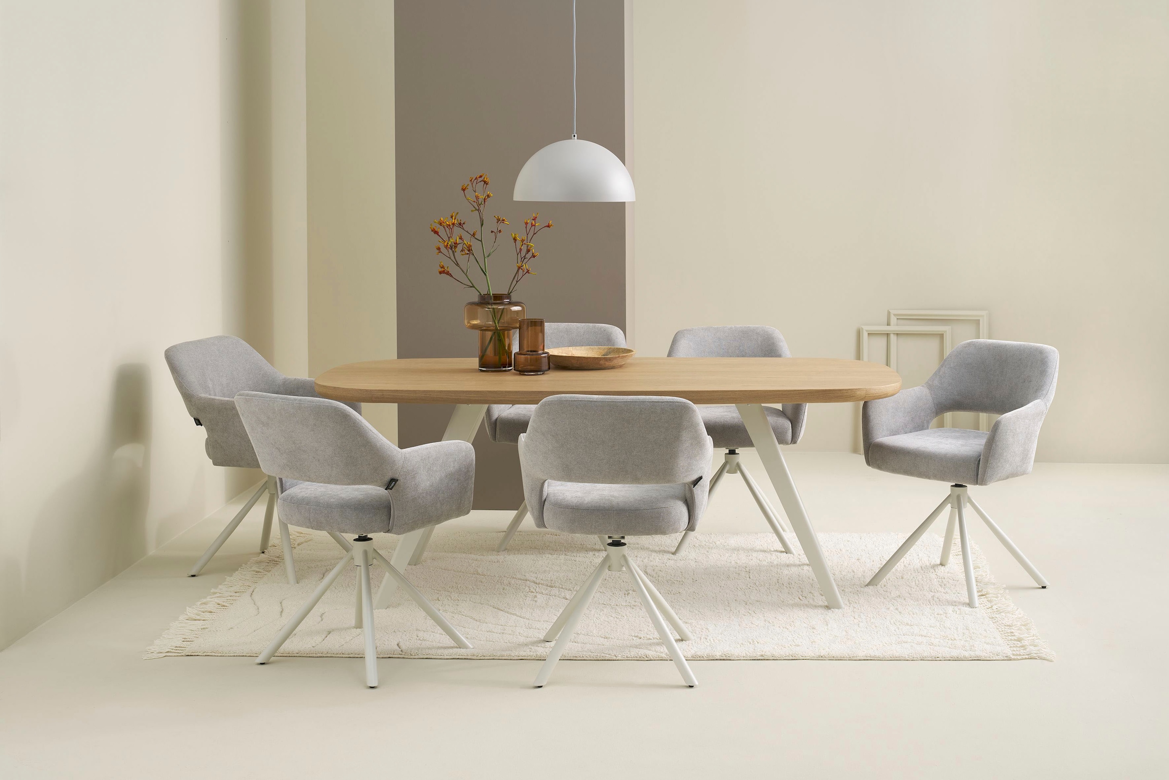 SCHÖNER WOHNEN-Kollektion Esszimmerstuhl »STAVANGER, 360° drehbar mit Rückholfunktion« (Set) 2 Stk.mit Taschenfederkern, Bezug Webstoff, Untergestell pulverbeschichtet