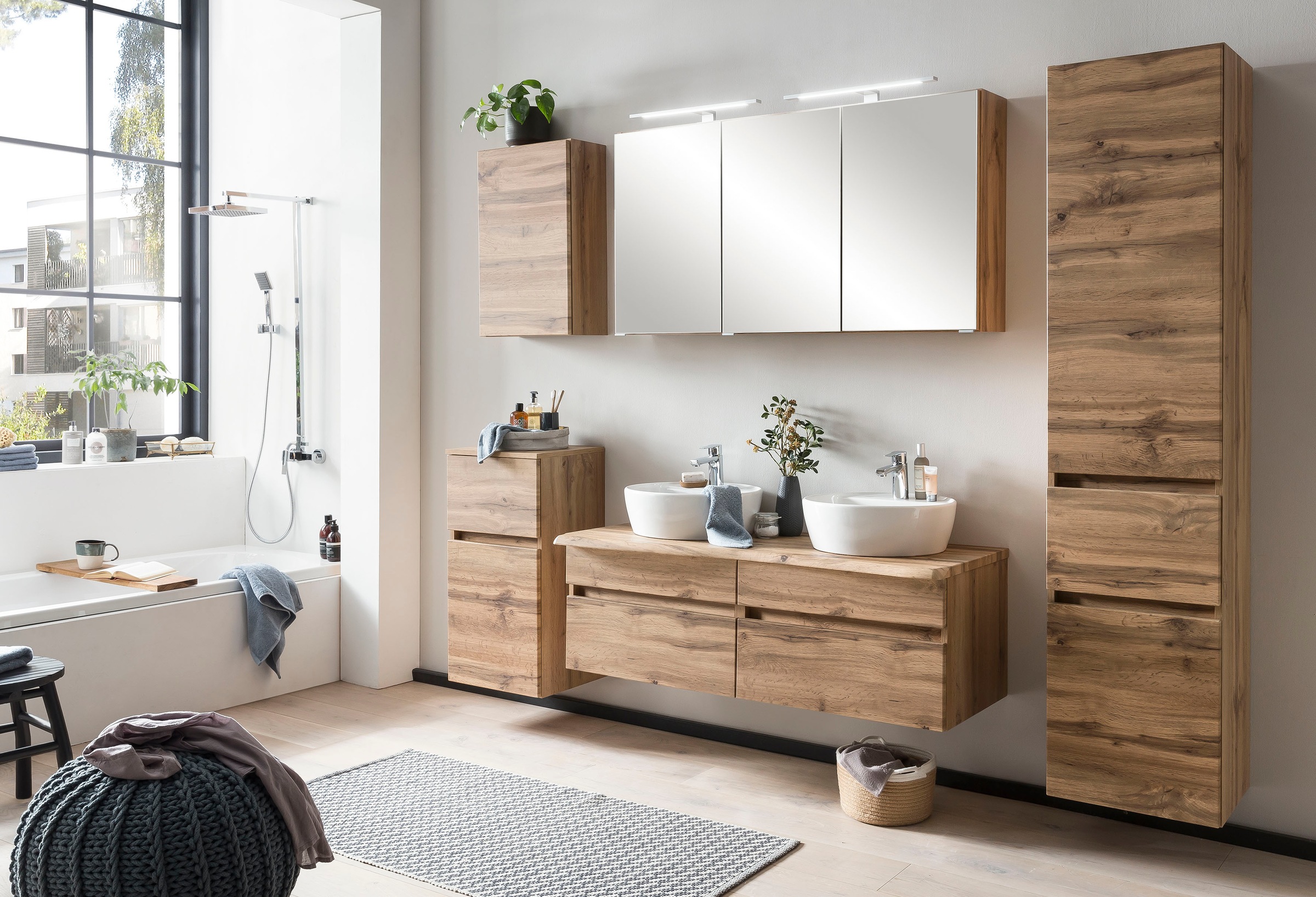 welltime Badmöbel-Set »Lienz«, (2 St., Spiegelschrank und Waschtisch)