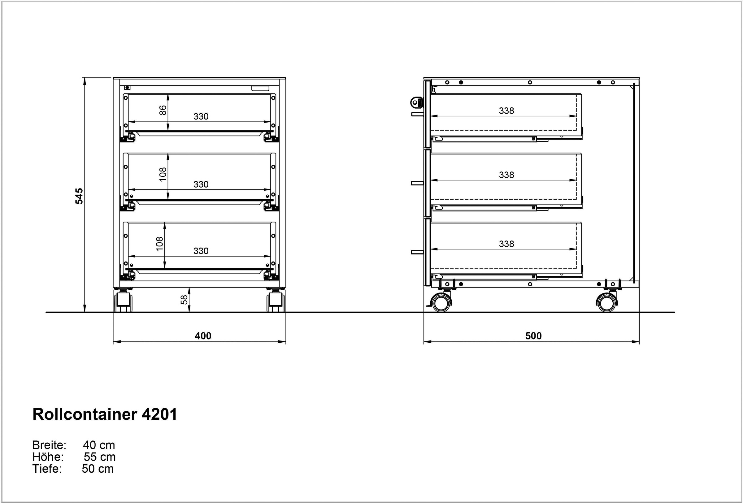 GERMANIA Rollcontainer »GW-Monteria«, pflegeleichte Oberfläche, Vier Laufrollen, zwei davon feststellbar