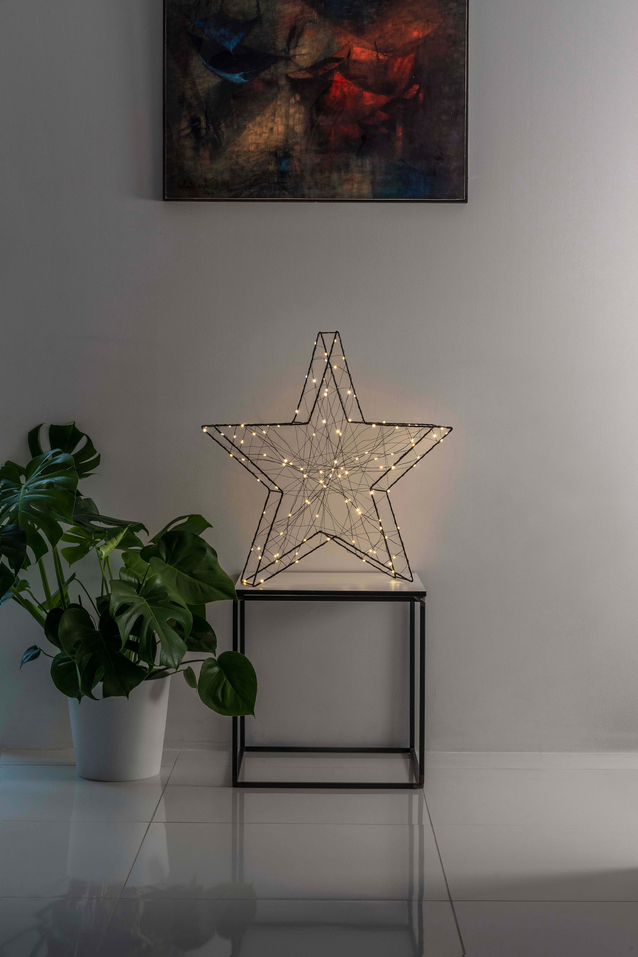 KONSTSMIDE LED Stern "Weihnachtsstern, Weihnachtsdeko" LED-Modul 1 Stk. LED Metallstern, schwarz