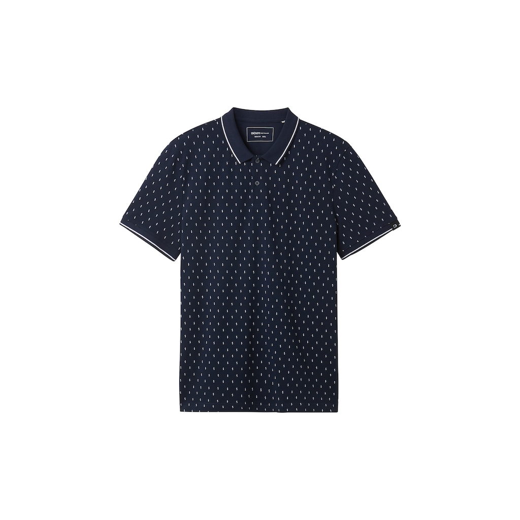 TOM TAILOR Denim Poloshirt, mit Minimal-Print und aus reiner Baumwolle