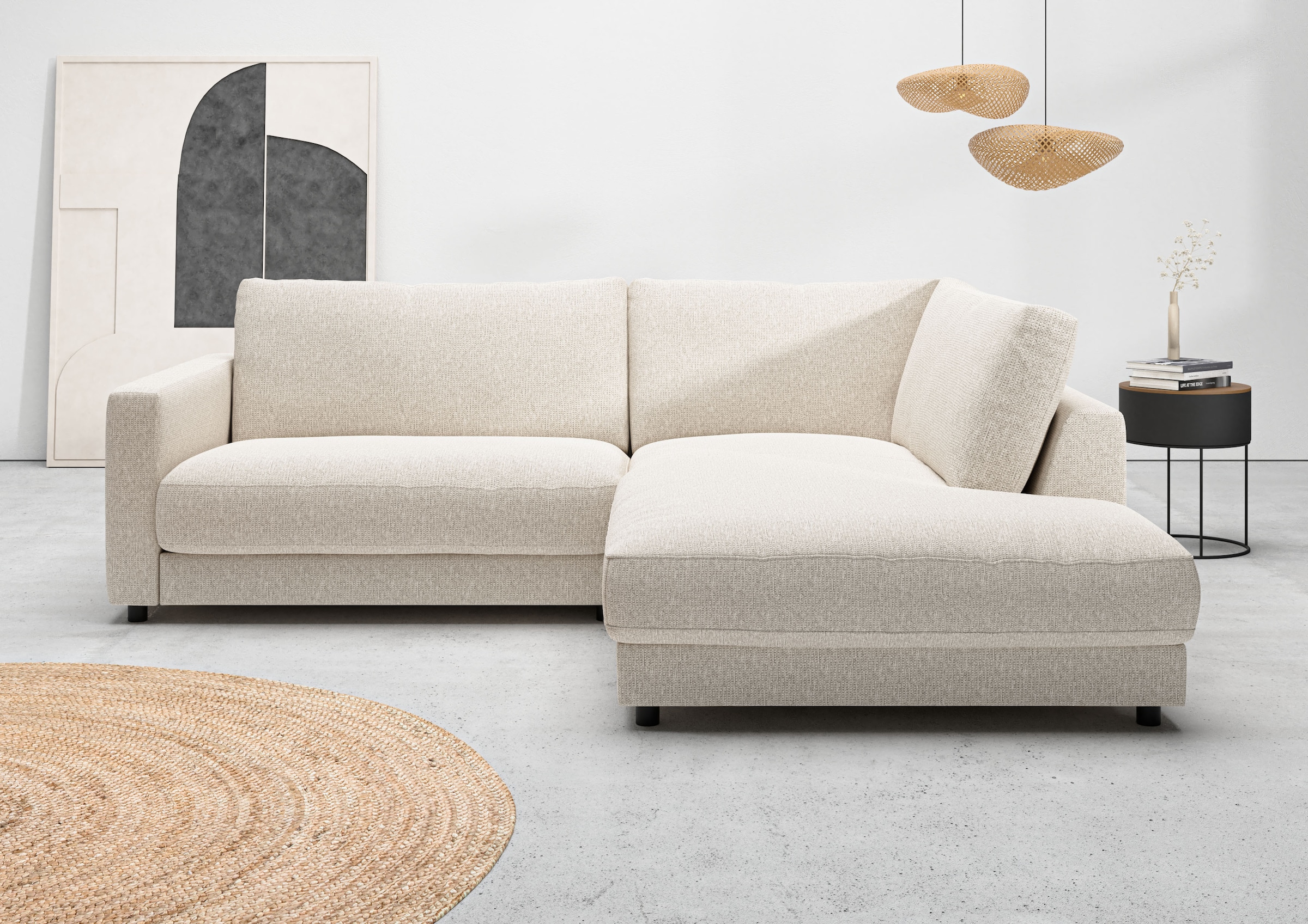 Home affaire Ecksofa "Ecksofa Jiro, L-Form, große Sitztiefe, Breite 252 cm" lose Sitz- & Rückenkissen, weicher Polsteraufbau, komfortabel & modern