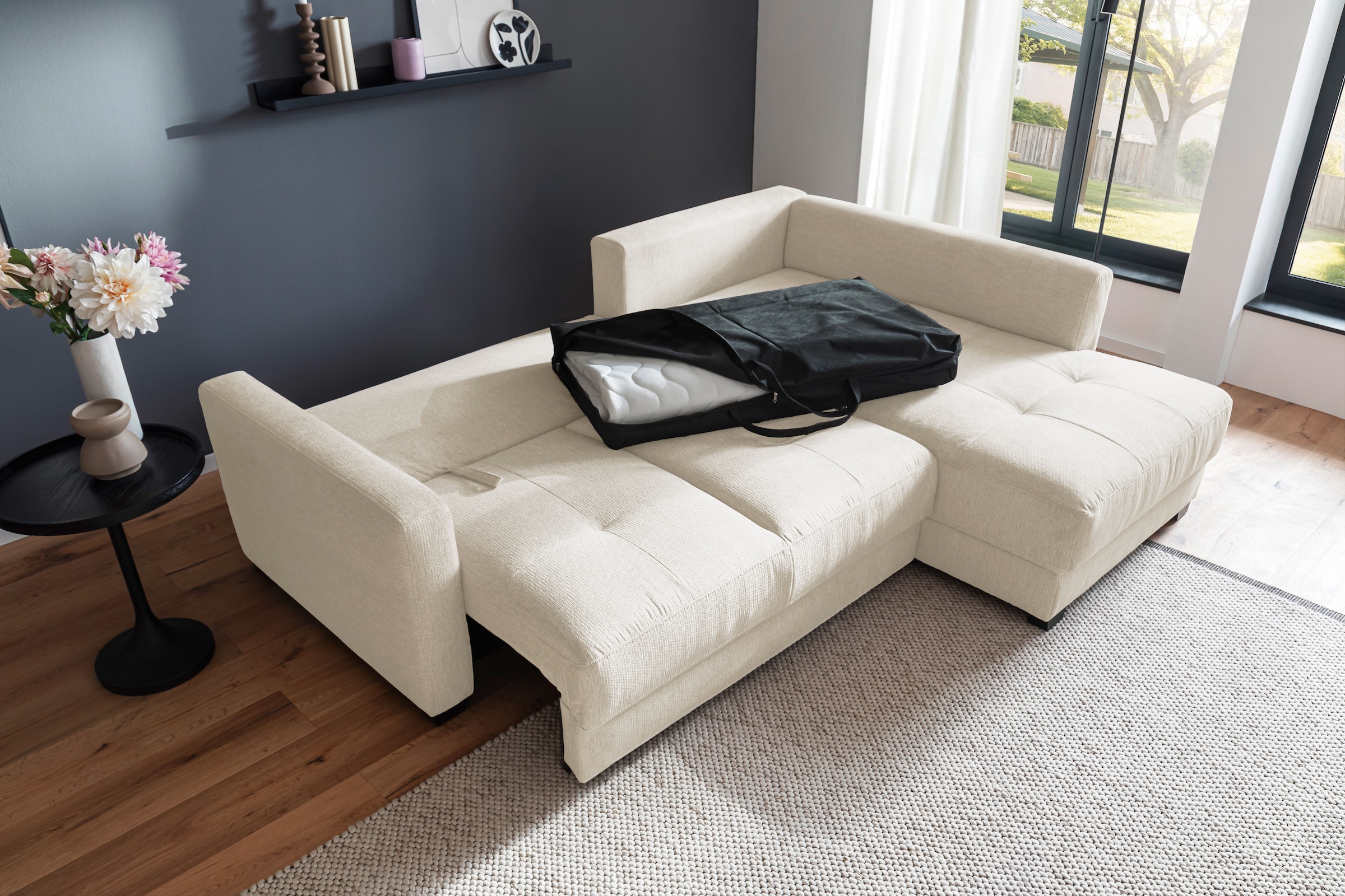 Mr. Couch Ecksofa »Pierre, L-Form mit BoxSpring« Mit Boxpring-Taschenfederkern