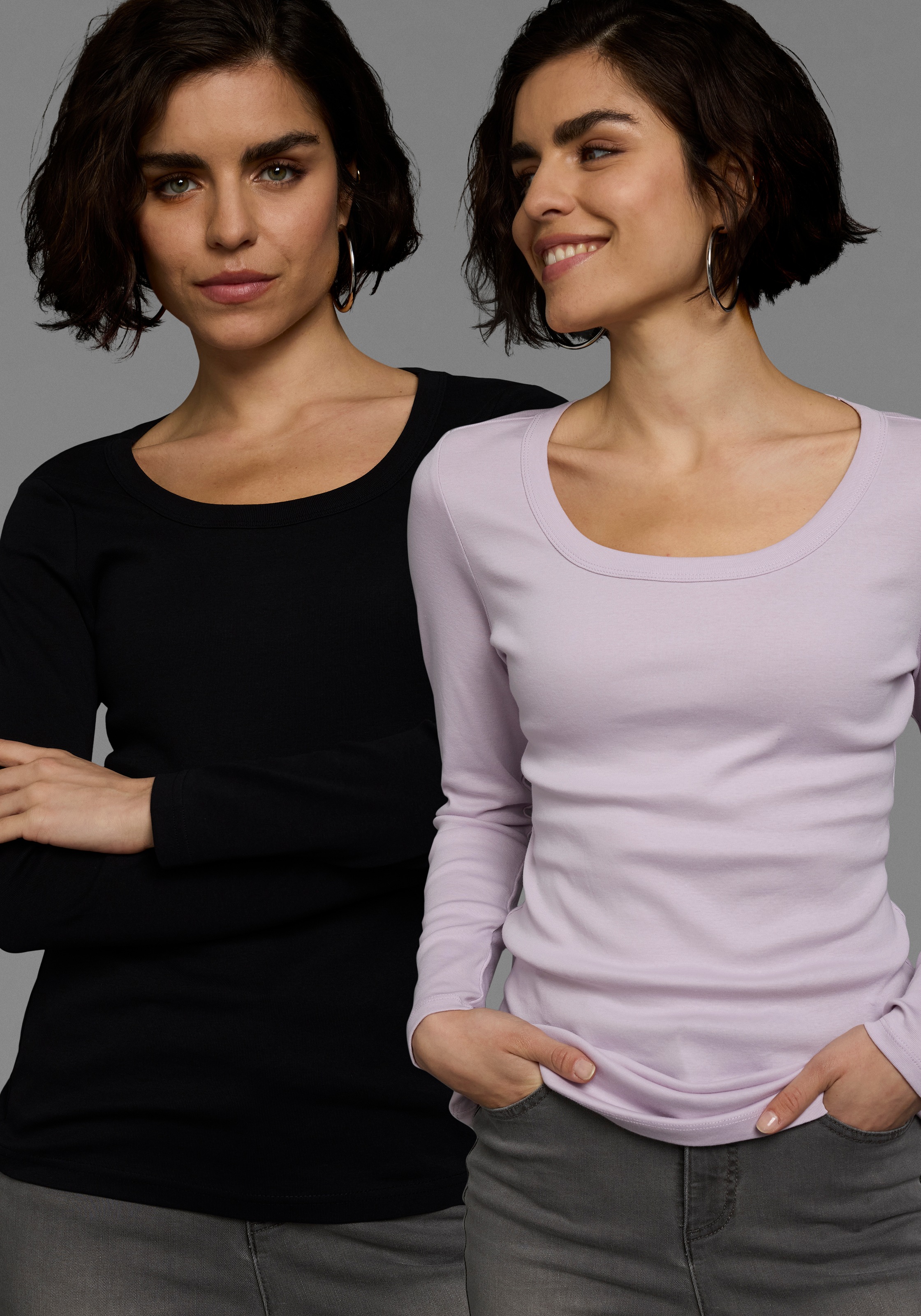 Flashlights Langarmshirt Packung, 2 Stk. tlg. sehr figurbetonter Schnitt, R günstig online kaufen