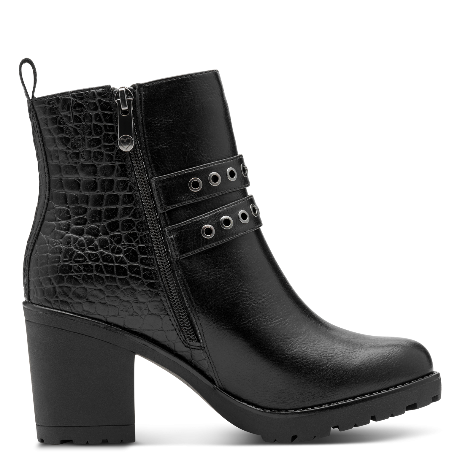 MARCO TOZZI Stiefelette, Blockabsatz, Ankleboots mit Zierschnallen und Ösen