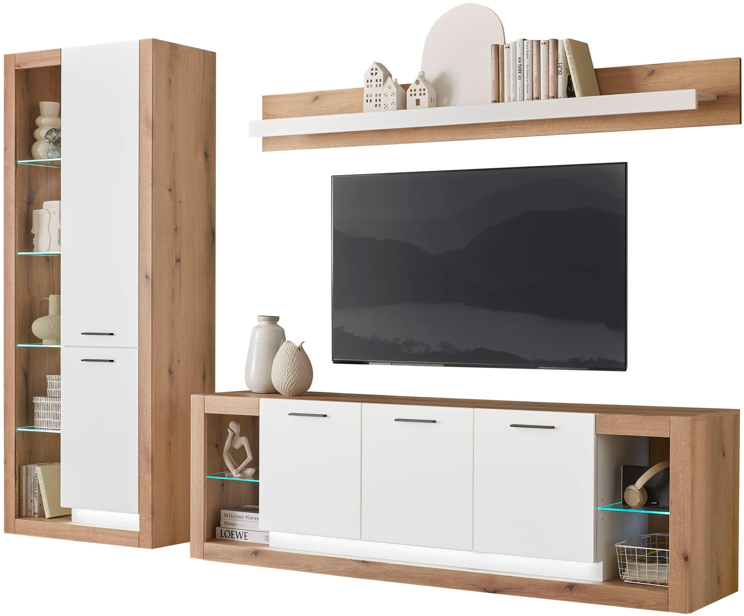 INOSIGN Wohnwand "Brixen, moderne Anbauwand, Wohnzimmer-Set, Eiche Evoke De günstig online kaufen