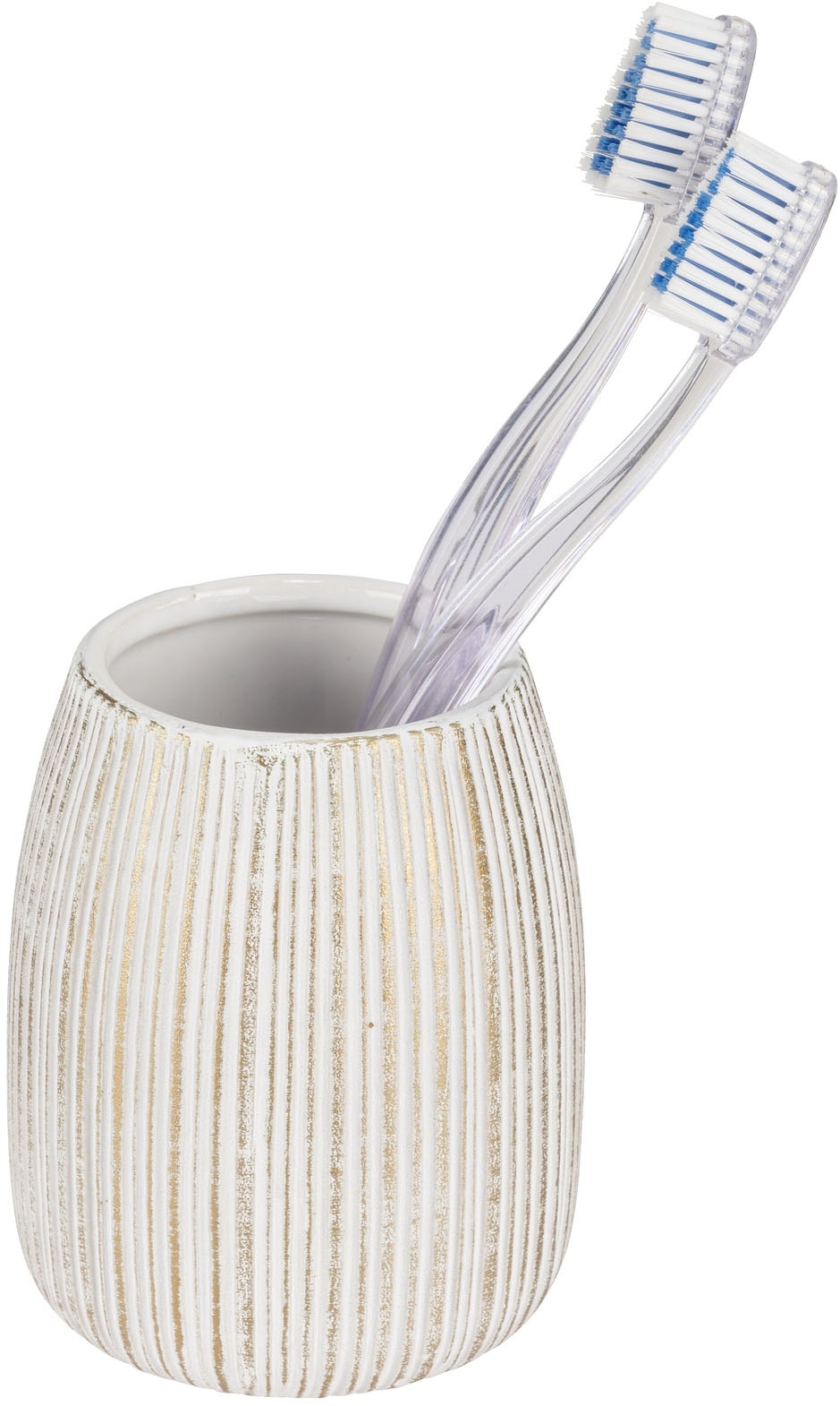 WENKO Badaccessoire-Set »Pascoli« Seifenspender und Zahnputzbecher, Keramik mit Streifenmuster