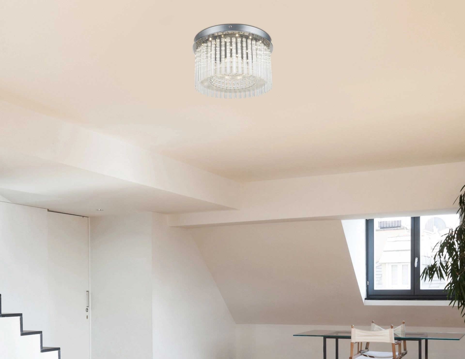 GLOBO LIGHTING LED Deckenleuchte »JOYCE«, Leuchtmittel LED-Modul | LED fest integriert, Glaskristalle, Deckenlampe, Glasstäbe, Wohn und Essbereich