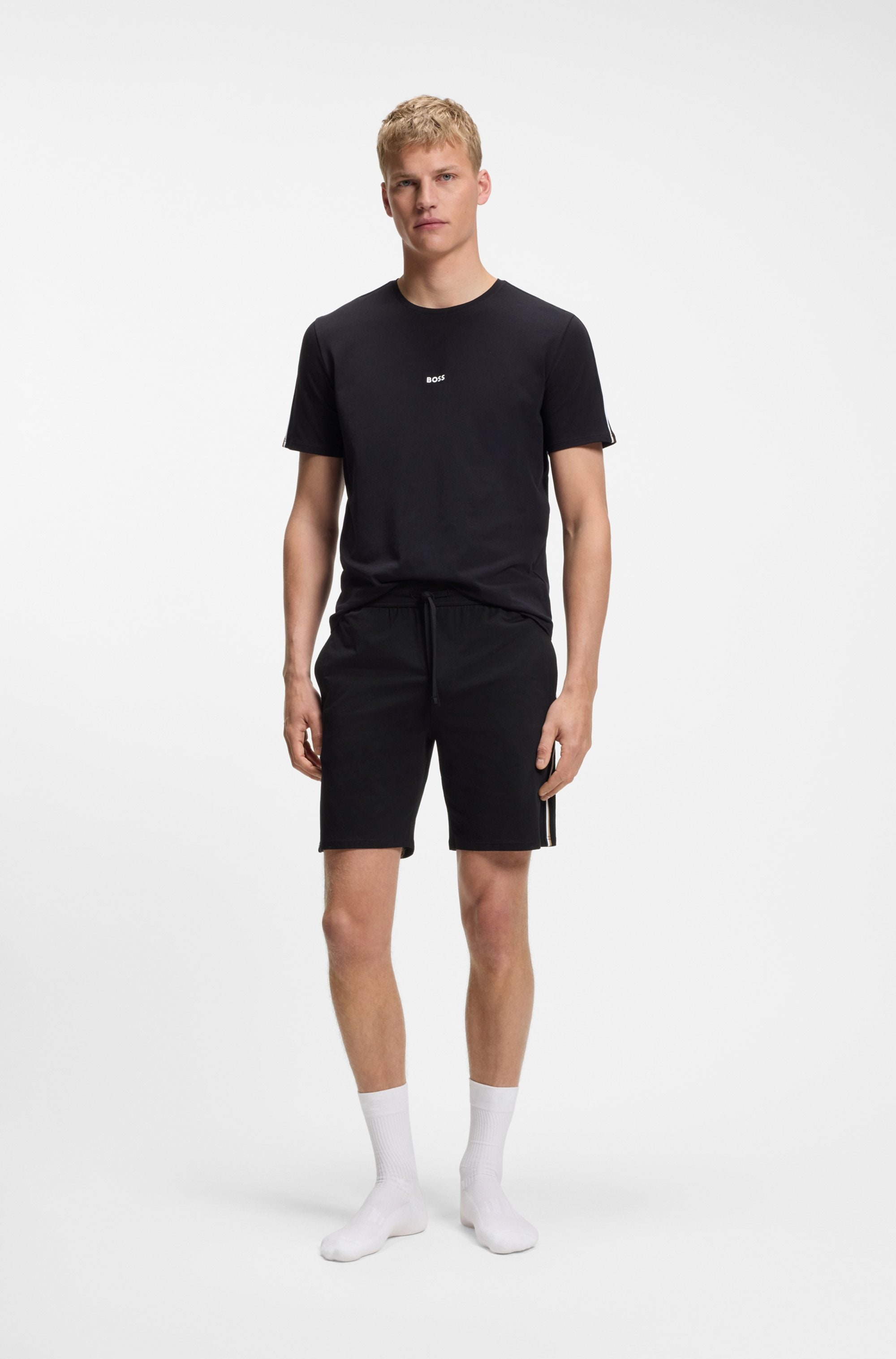 BOSS Schlafshorts »Unique«  Stretch-cotton pyjama bottoms mit signature-stripe tape