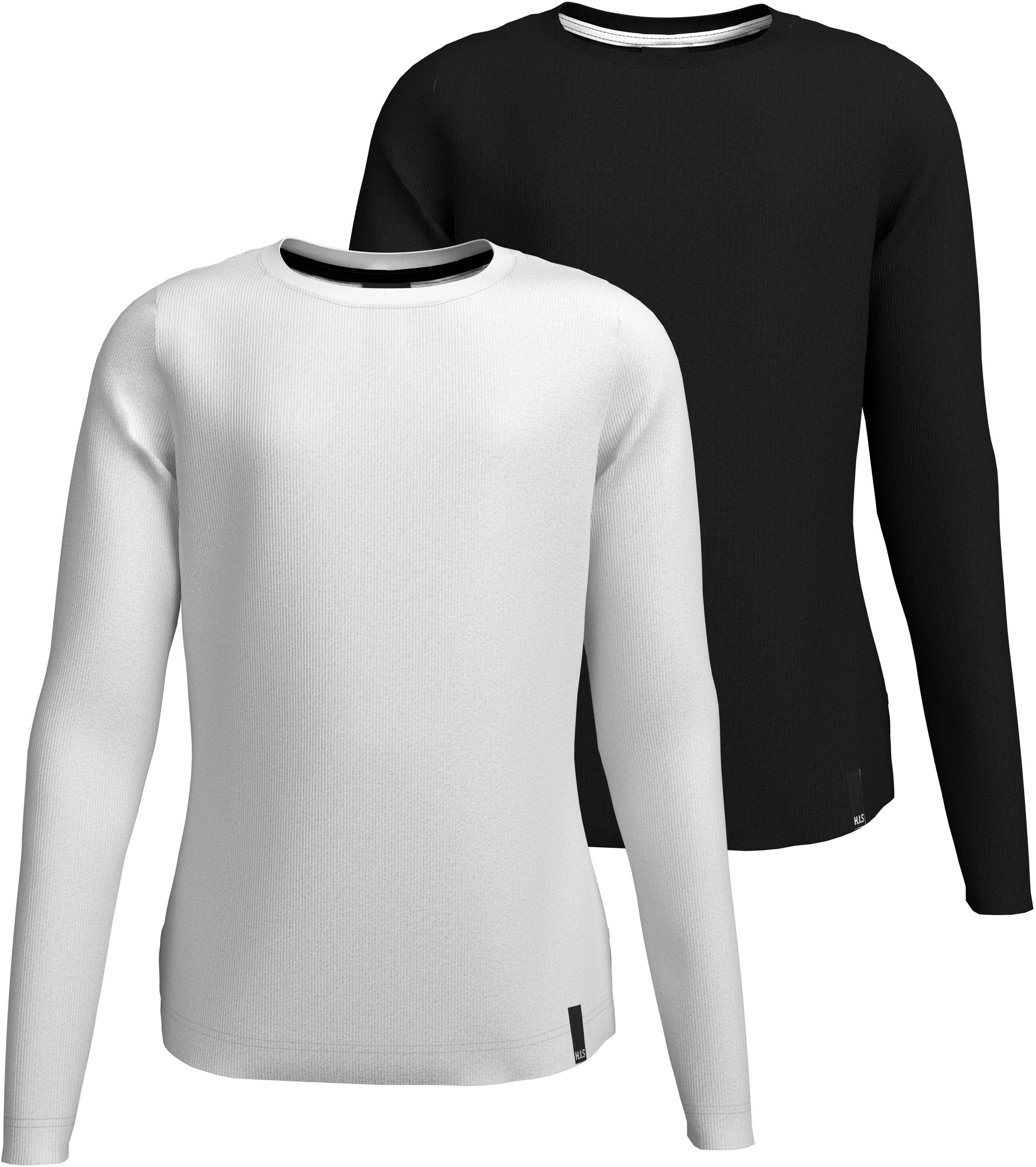 H.I.S Langarmshirt "2er Packung Shirts aus Rippware für Mädchen" Packung, 2, 2 Stk. Für TEENS. 2er Pack Basic Langarmshirts