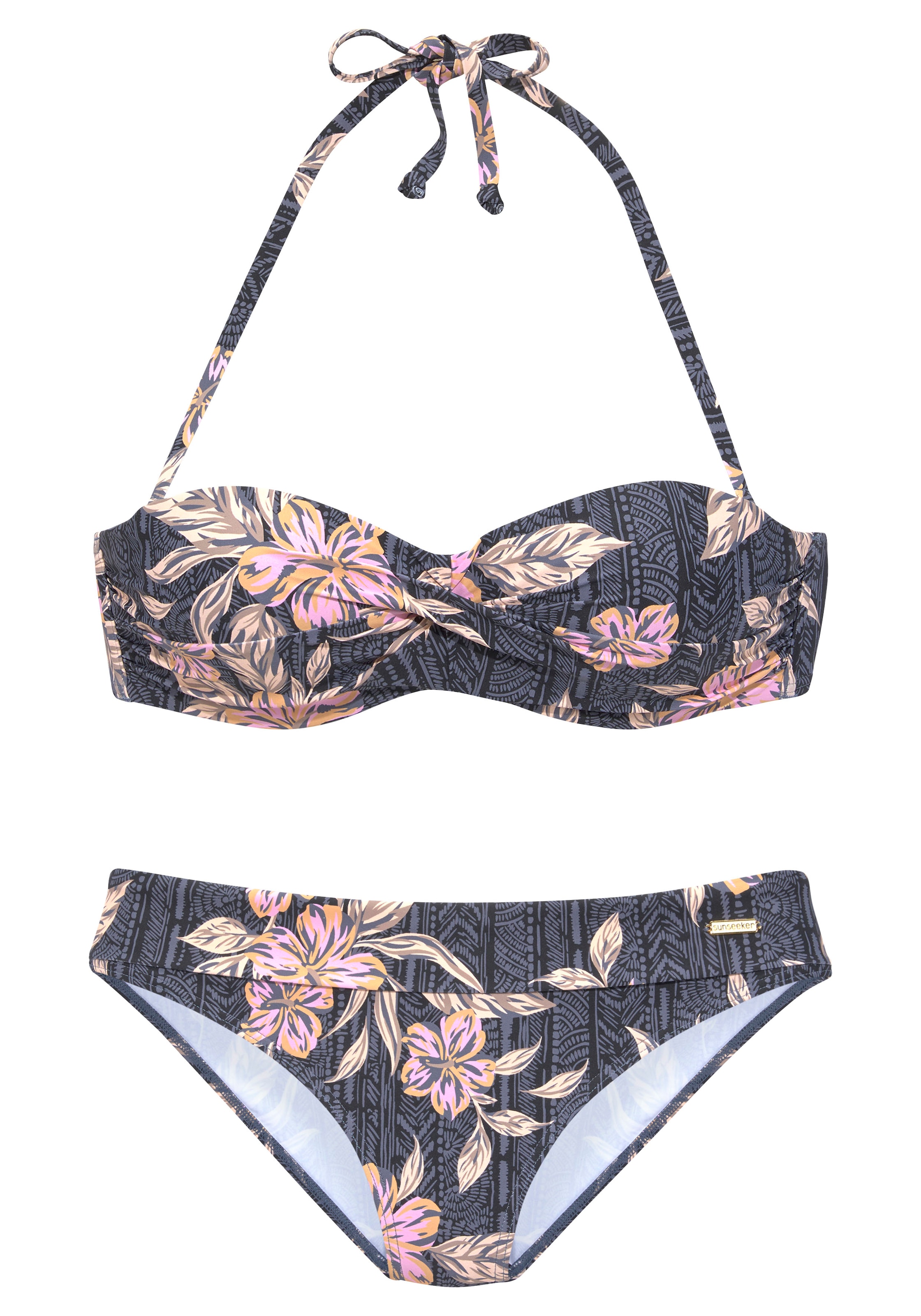Sunseeker Bandeau-Bikini, mit grafisch-floralem Muster