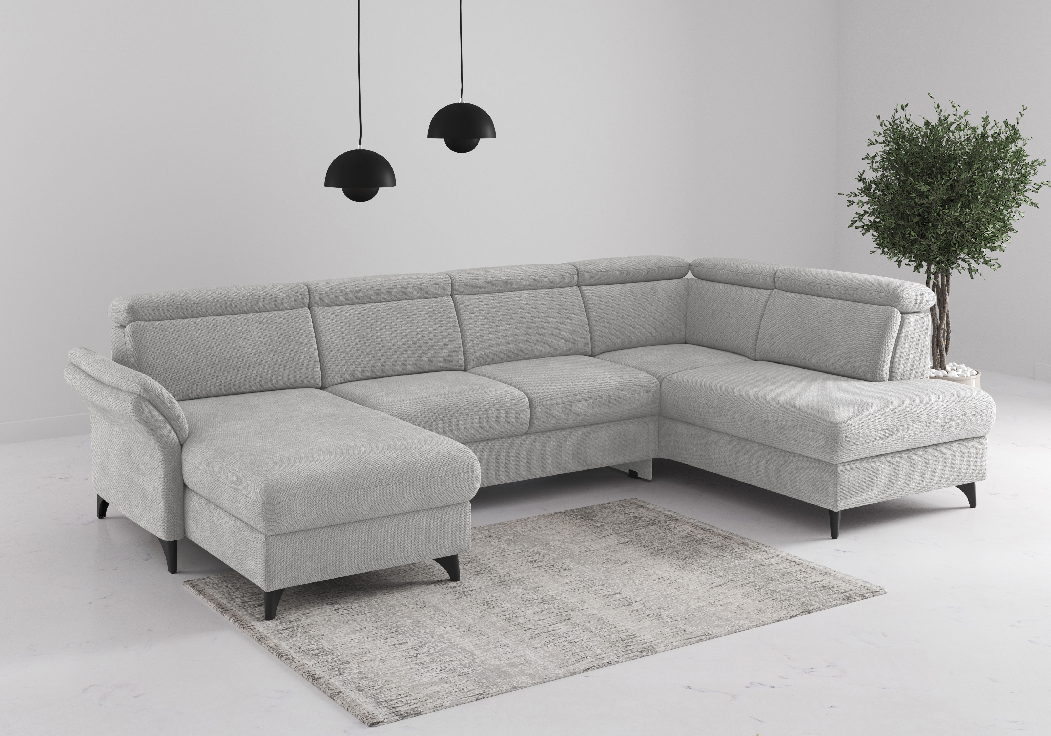 sit&more Wohnlandschaft "Glendale, U-Form" inkl. Kopfteilverstellung,wahlweise mit Vorziehsitz und Bettkasten