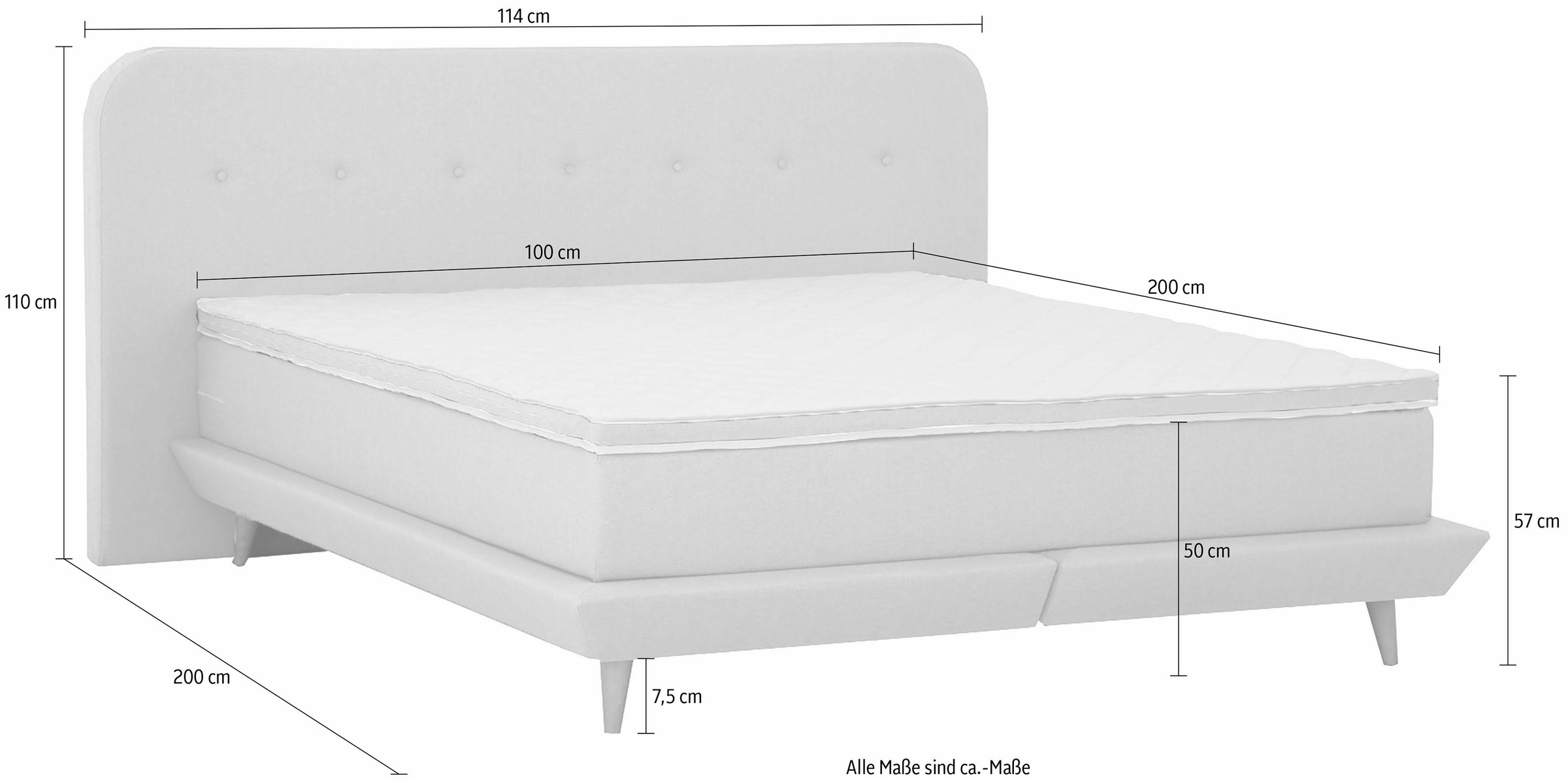 andas Boxspringbett »Premium«, Steppung mit Knopfheftung, inkl. Topper